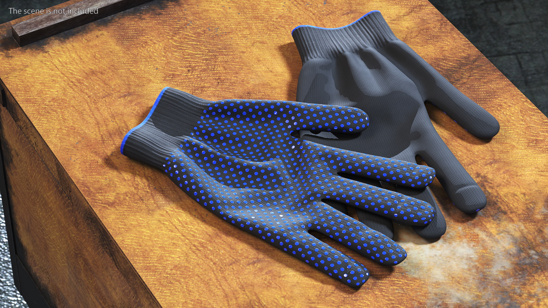 Cotton Work Gloves Black 3D model