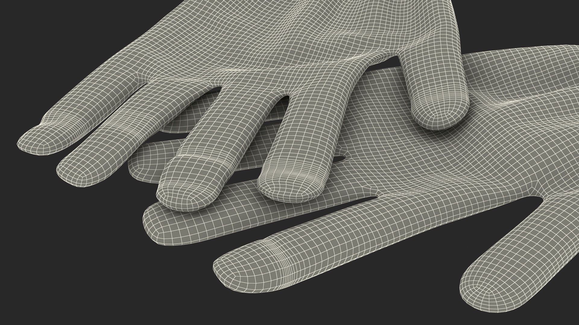 Cotton Work Gloves Black 3D model