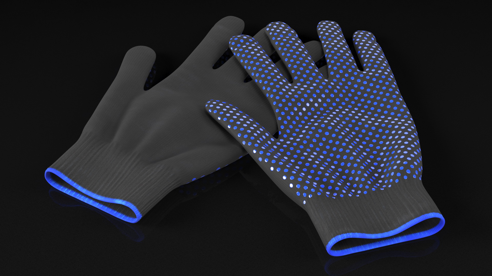 Cotton Work Gloves Black 3D model