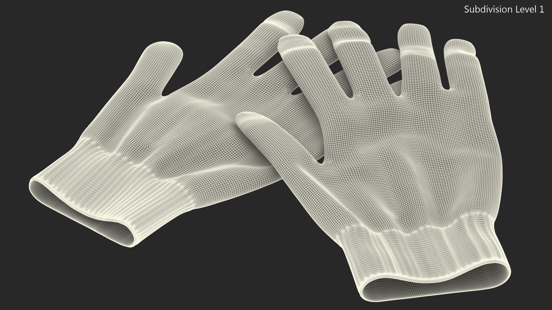 Cotton Work Gloves Black 3D model
