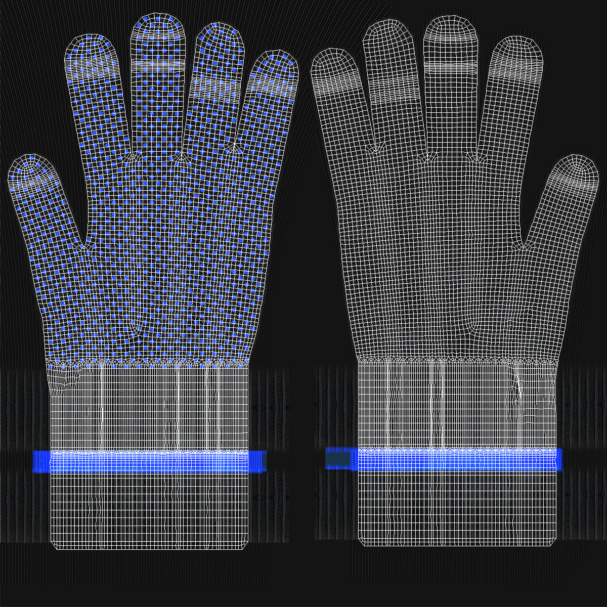 Cotton Work Gloves Black 3D model