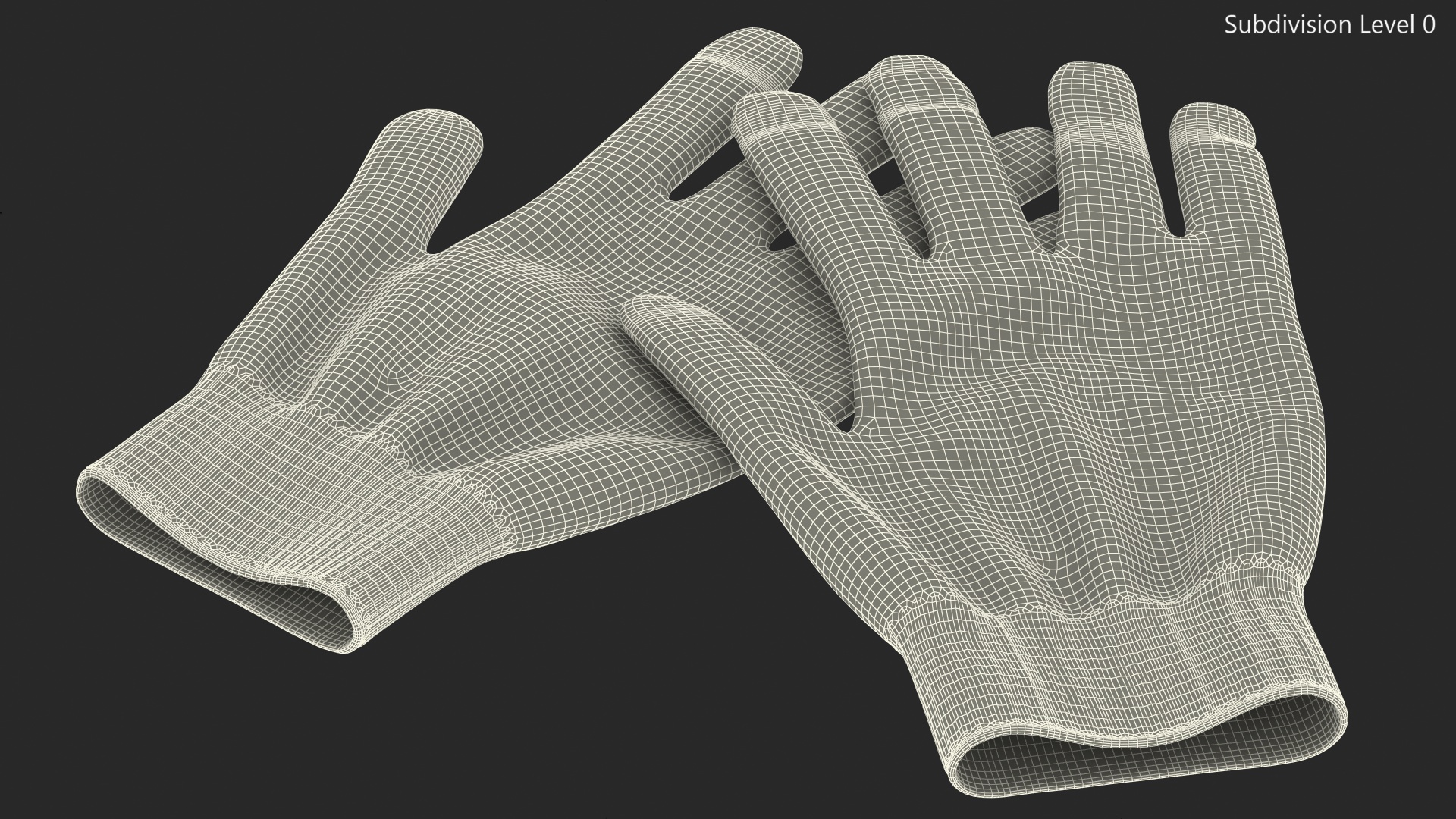 Cotton Work Gloves Black 3D model