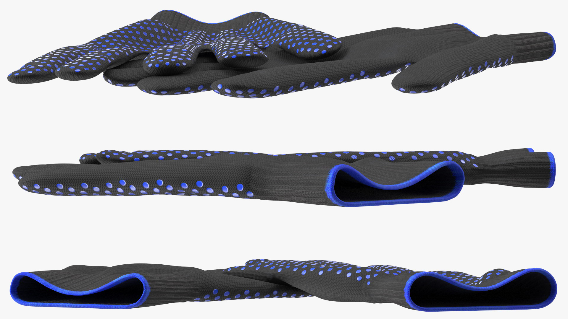 Cotton Work Gloves Black 3D model