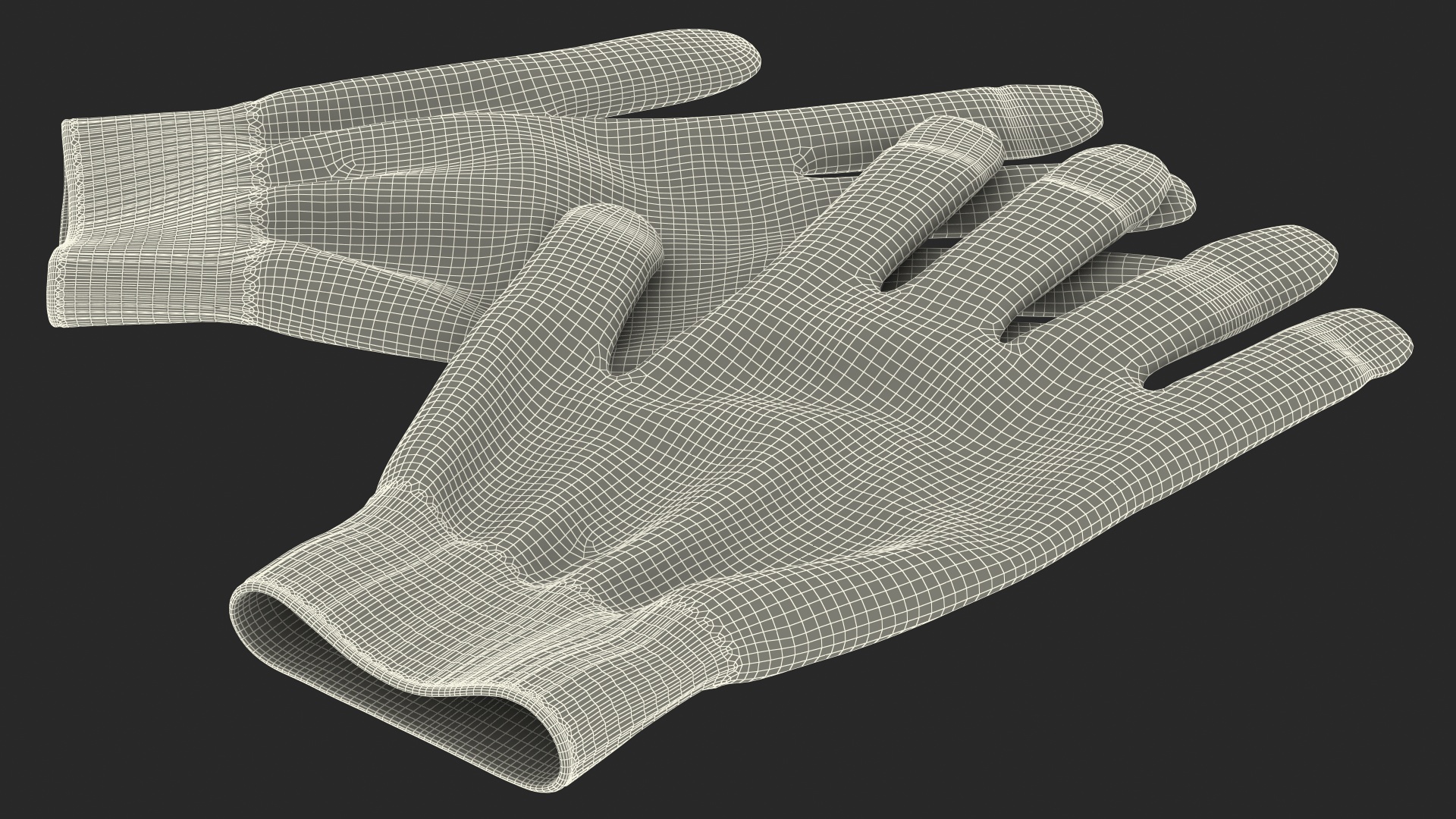 Cotton Work Gloves Black 3D model