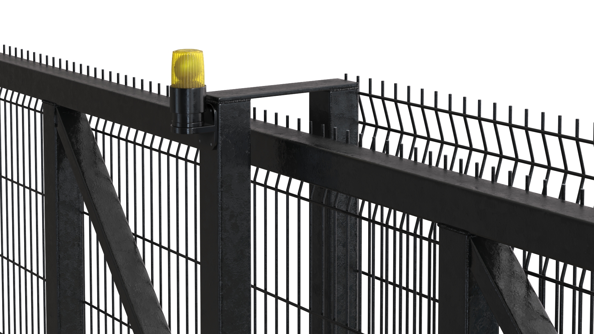 Industrial Metal Gate with Fence Open 3D