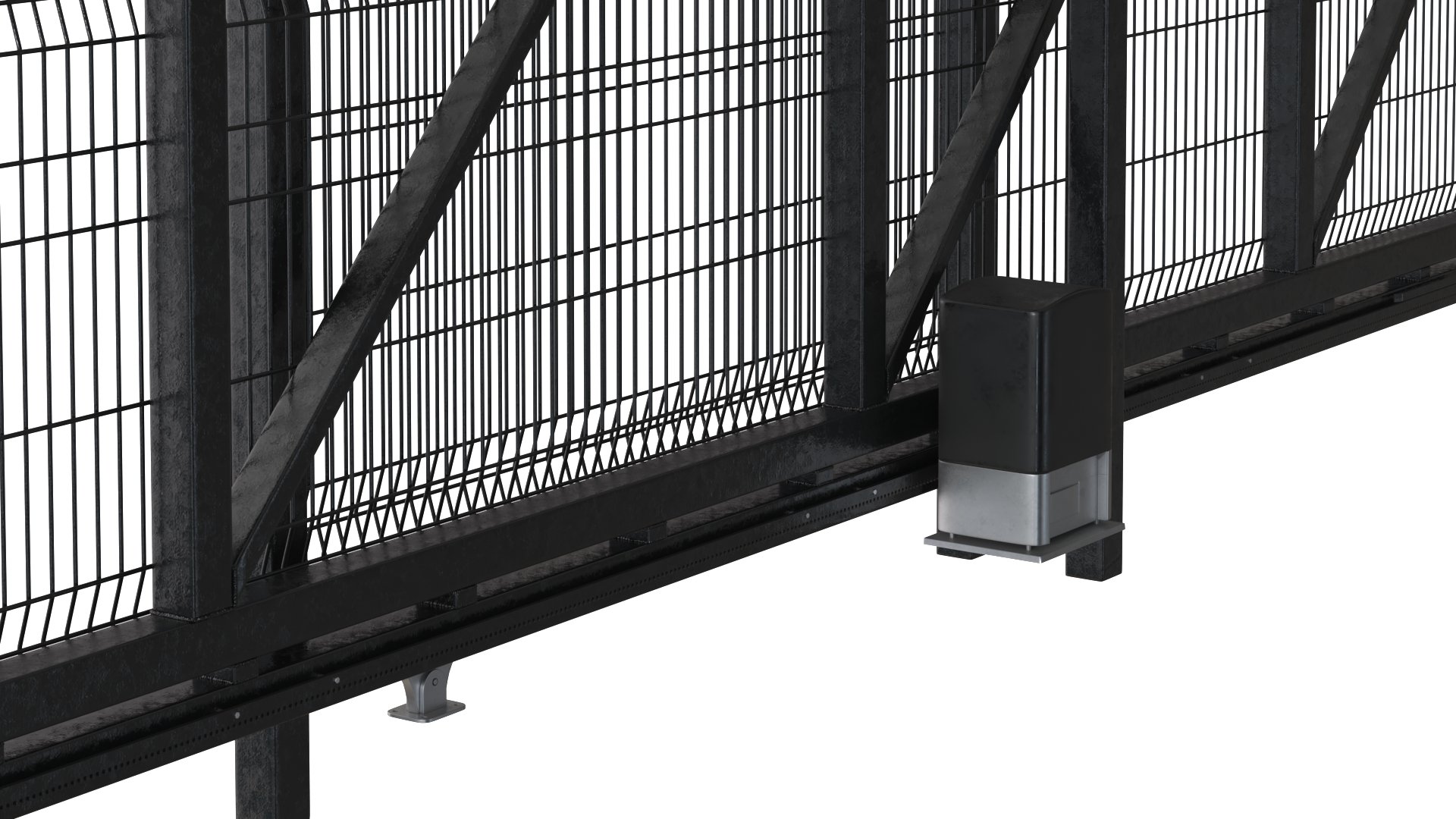 Industrial Metal Gate with Fence Open 3D