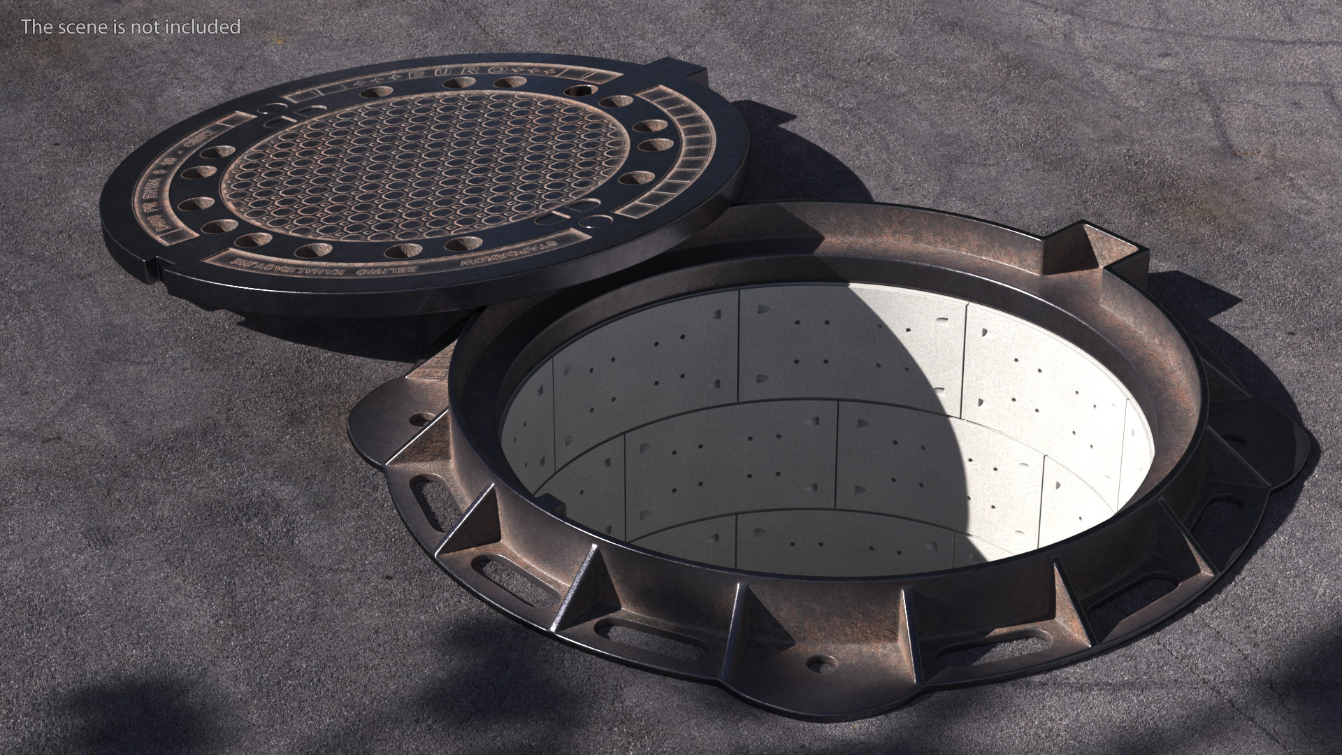 3D Cover of Round Manhole Old