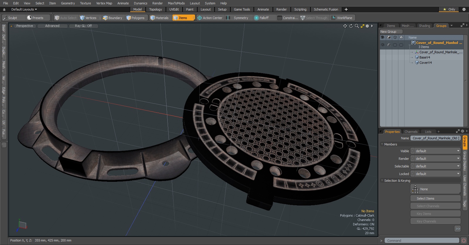 3D Cover of Round Manhole Old