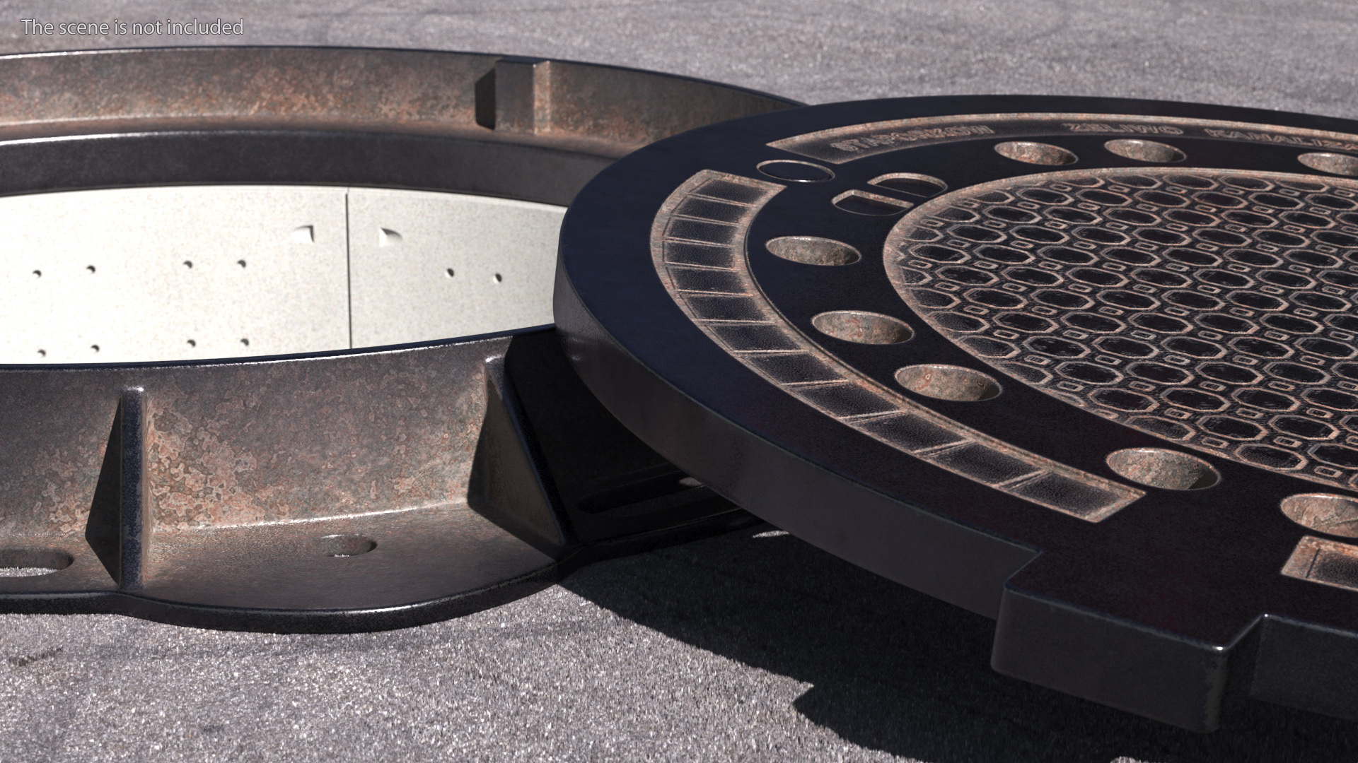 3D Cover of Round Manhole Old
