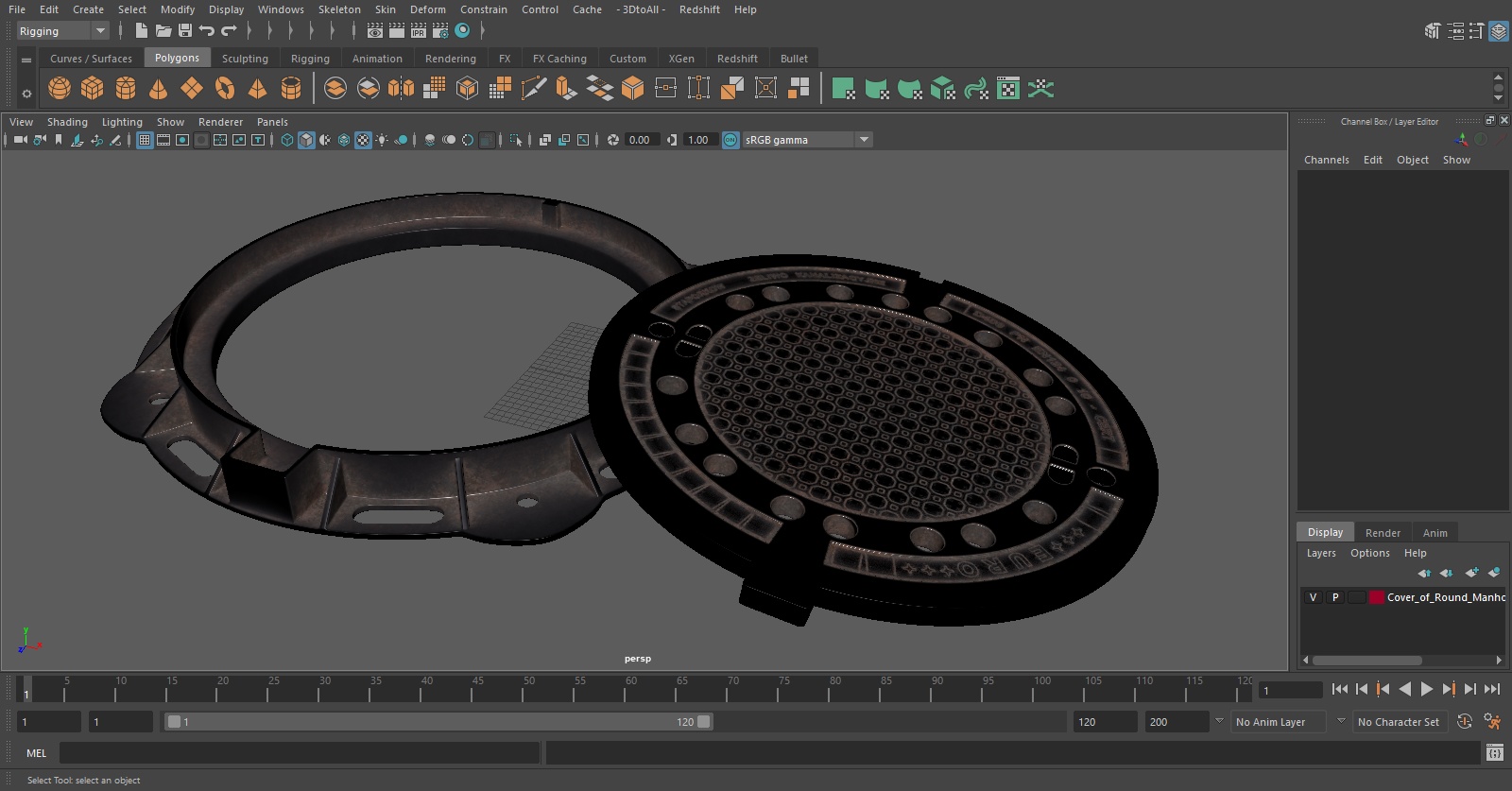 3D Cover of Round Manhole Old