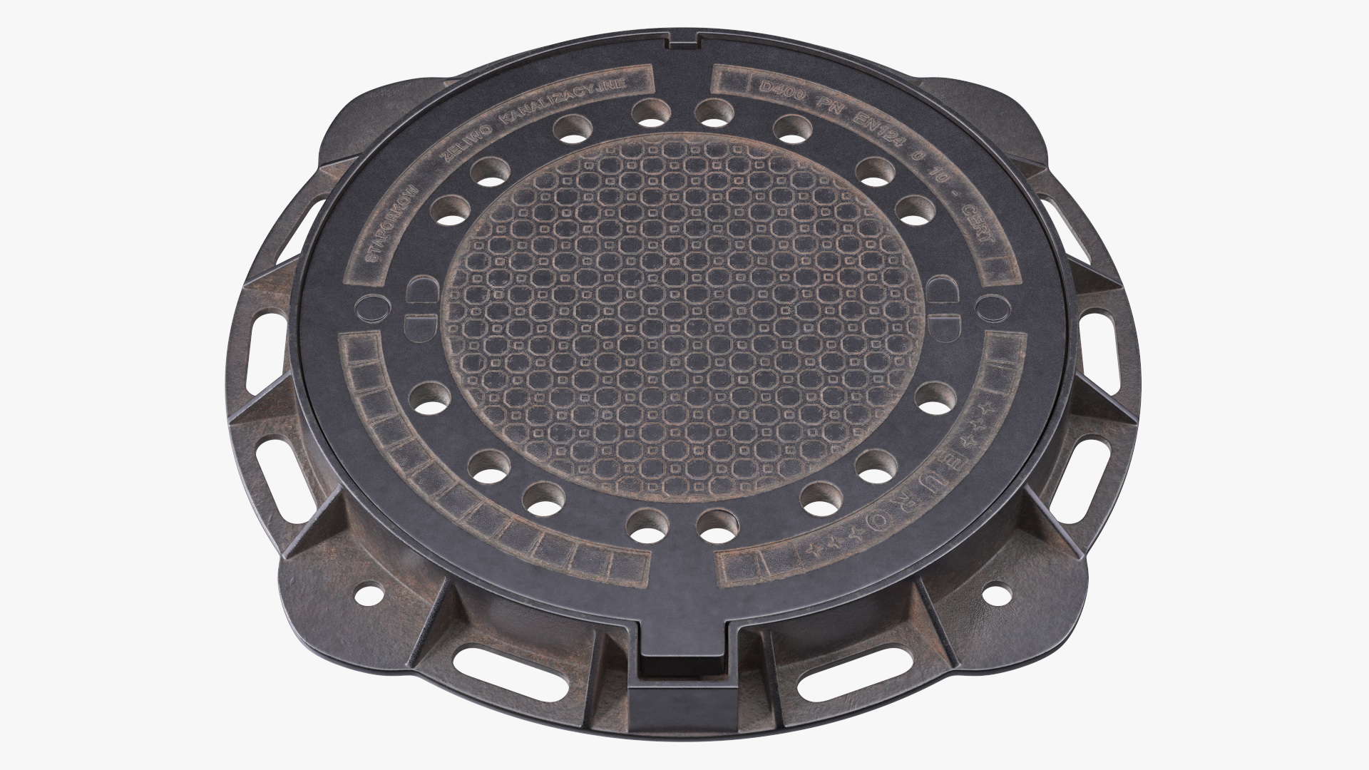 3D Cover of Round Manhole Old