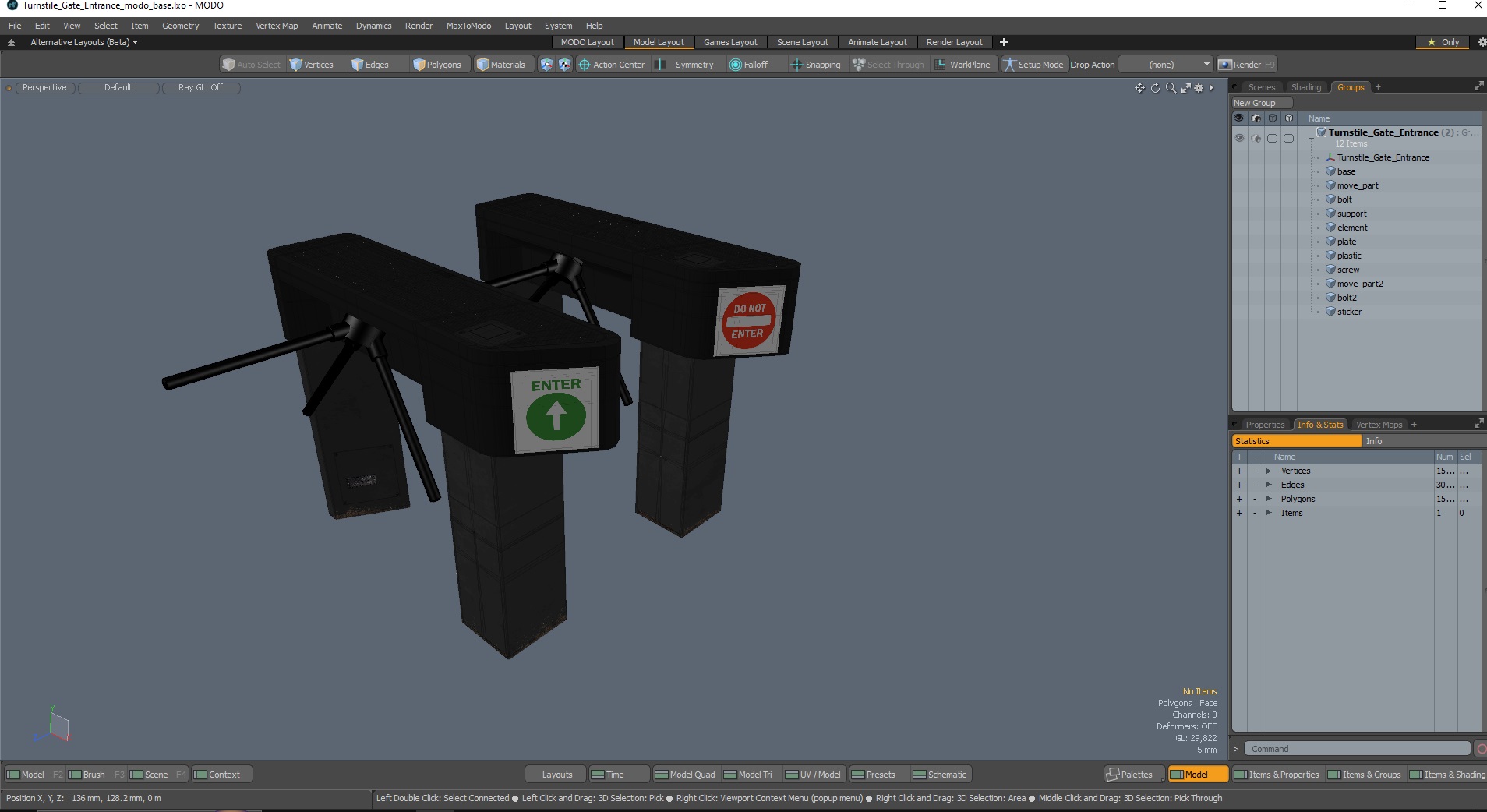 3D Turnstile Gate Entrance model