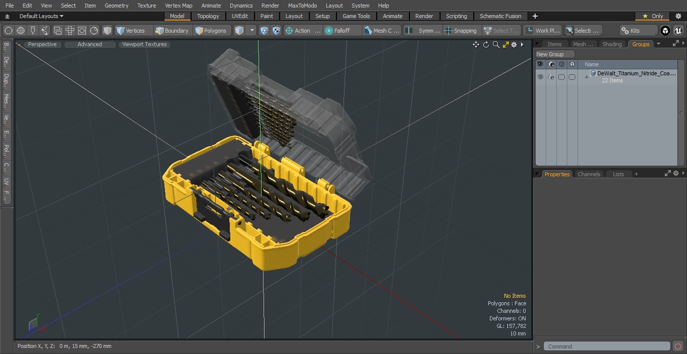 DeWalt Titanium Nitride Coated Drill Bit Set with Case 3D model