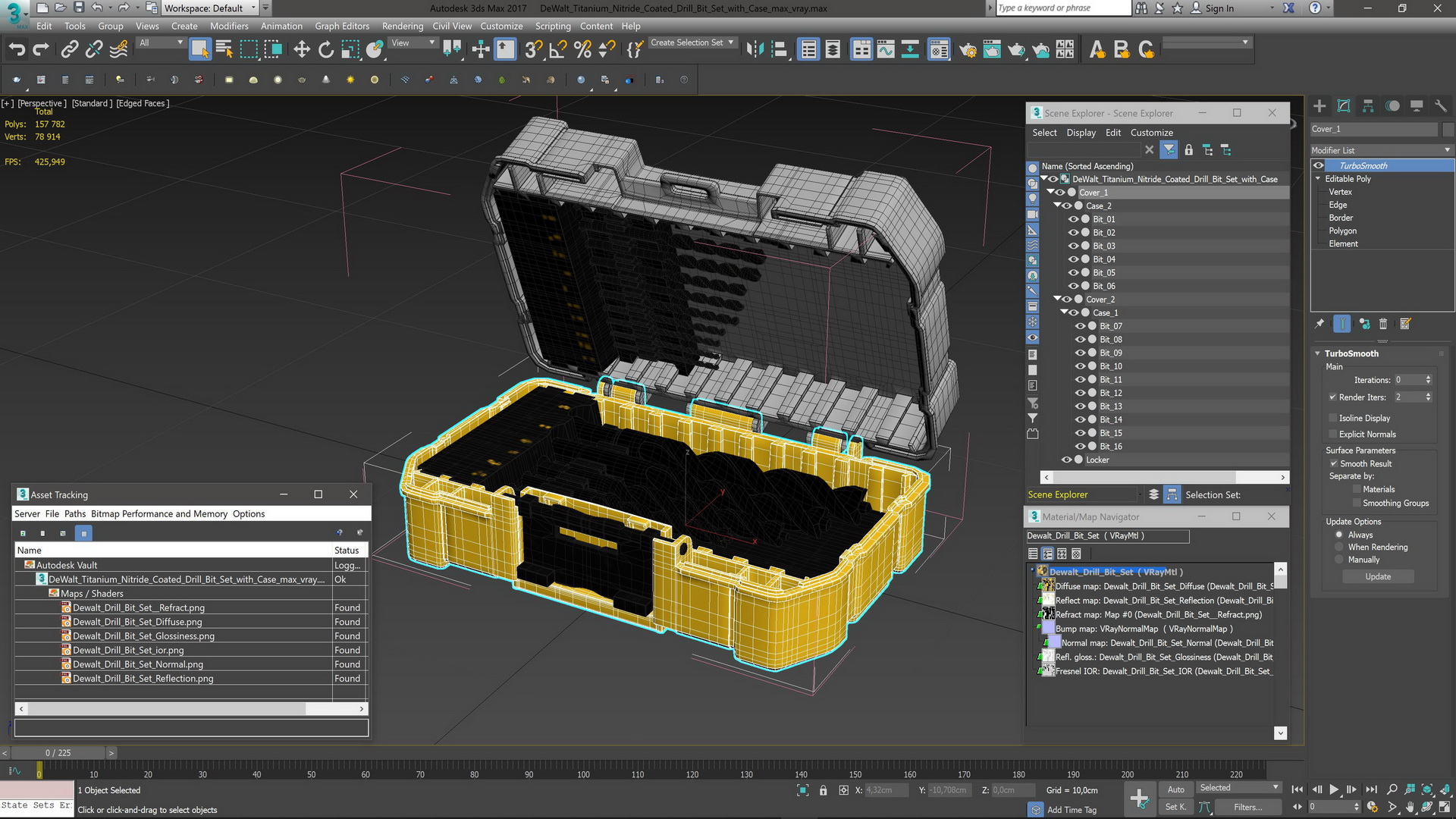 DeWalt Titanium Nitride Coated Drill Bit Set with Case 3D model