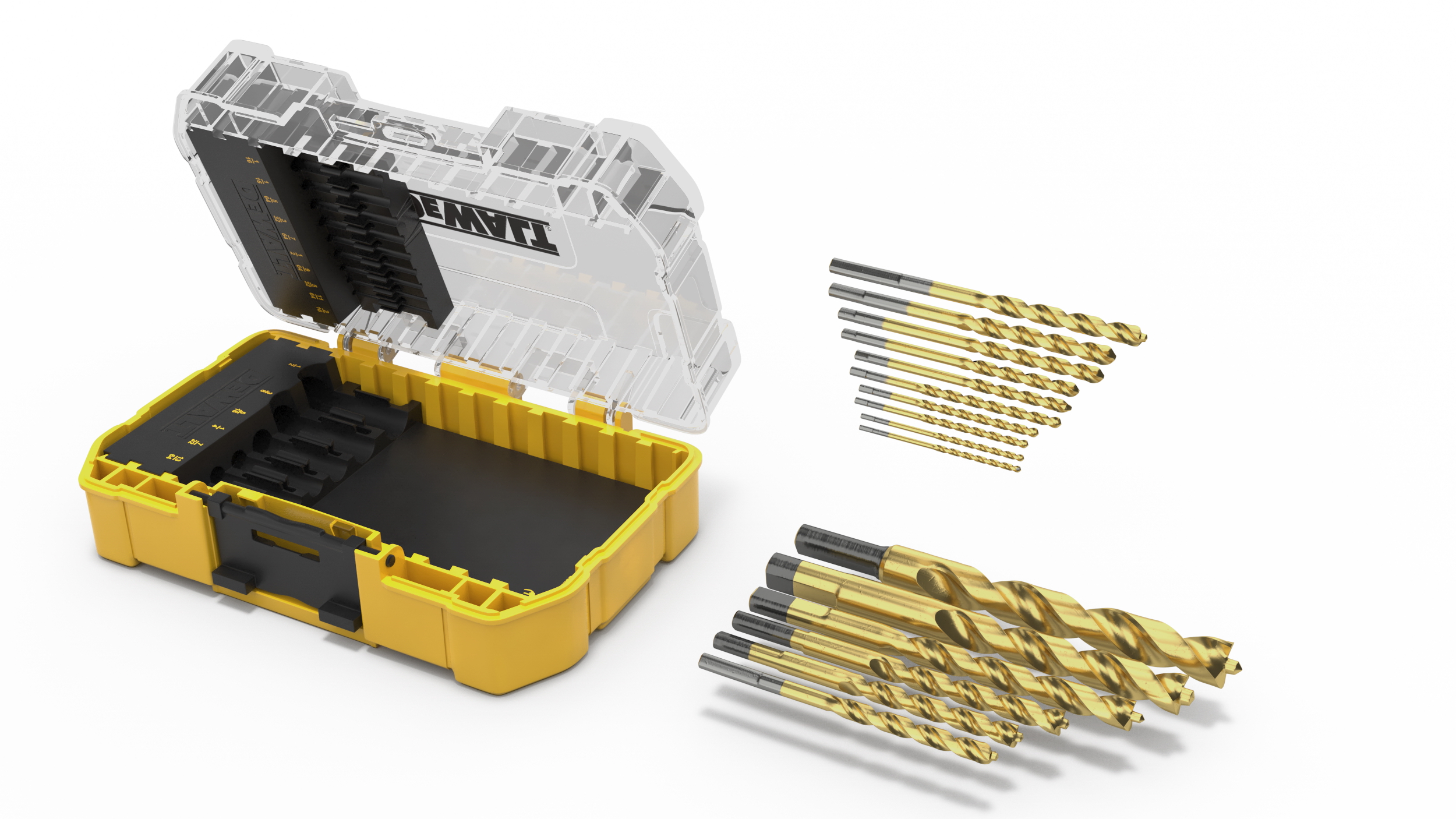 DeWalt Titanium Nitride Coated Drill Bit Set with Case 3D model