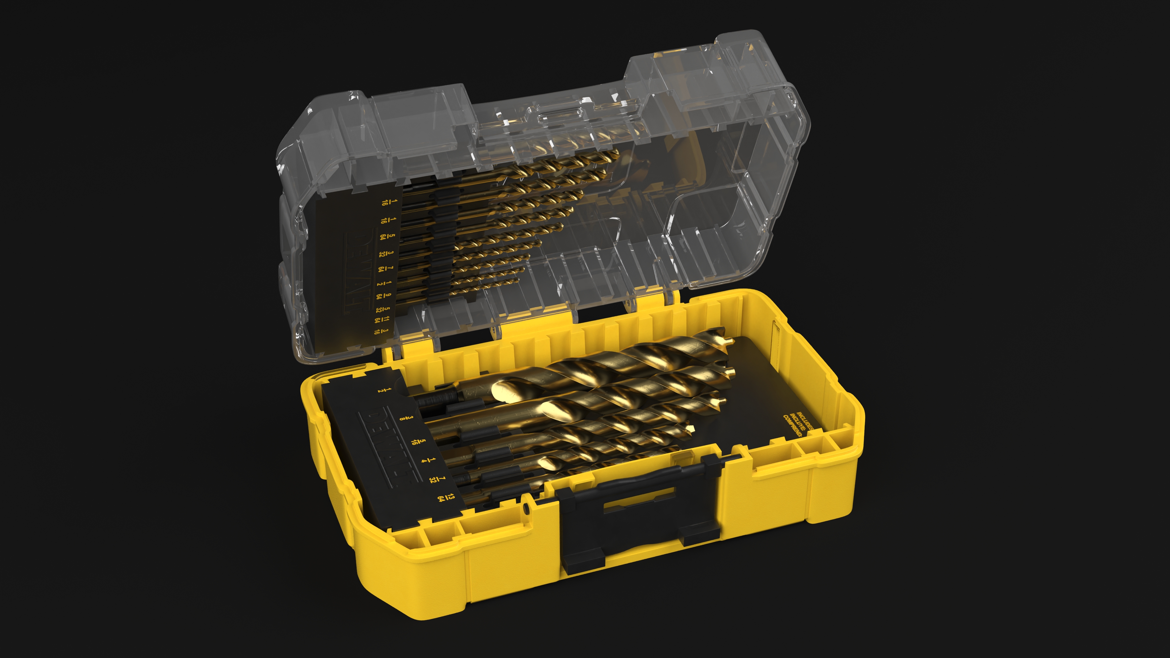 DeWalt Titanium Nitride Coated Drill Bit Set with Case 3D model