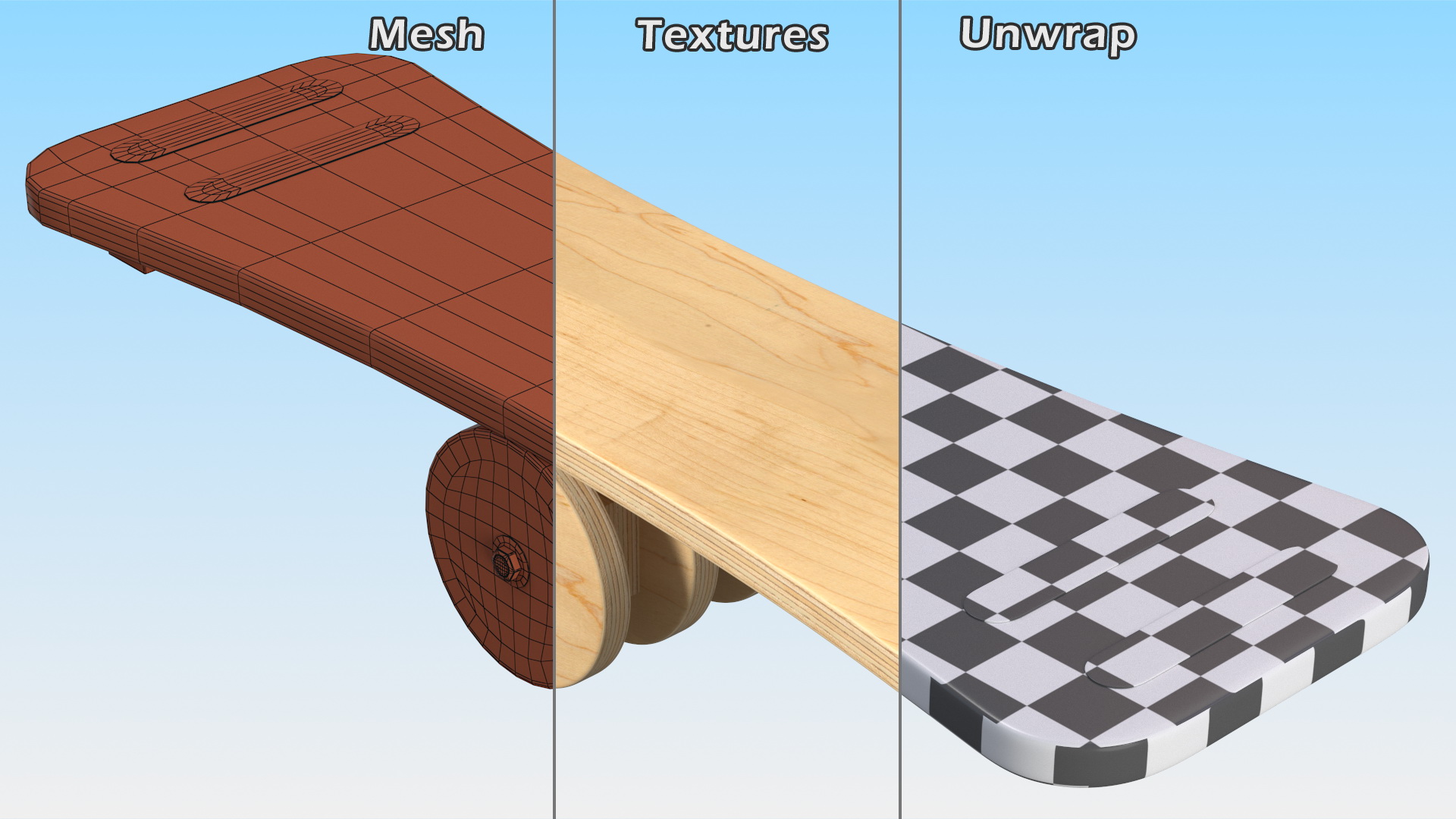 Wooden Balance Board with Roller 3D