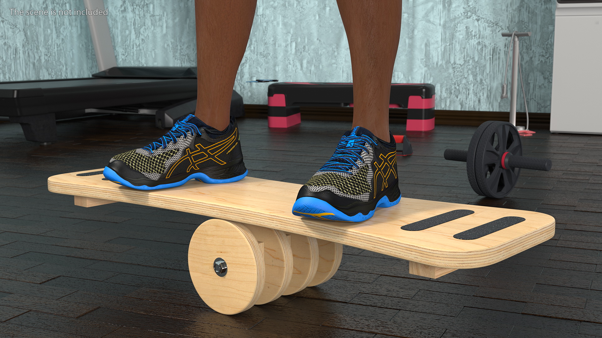 Wooden Balance Board with Roller 3D