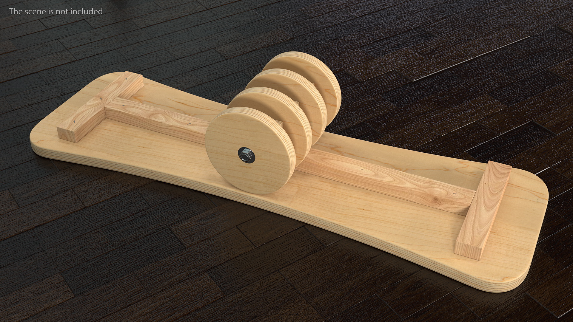 Wooden Balance Board with Roller 3D
