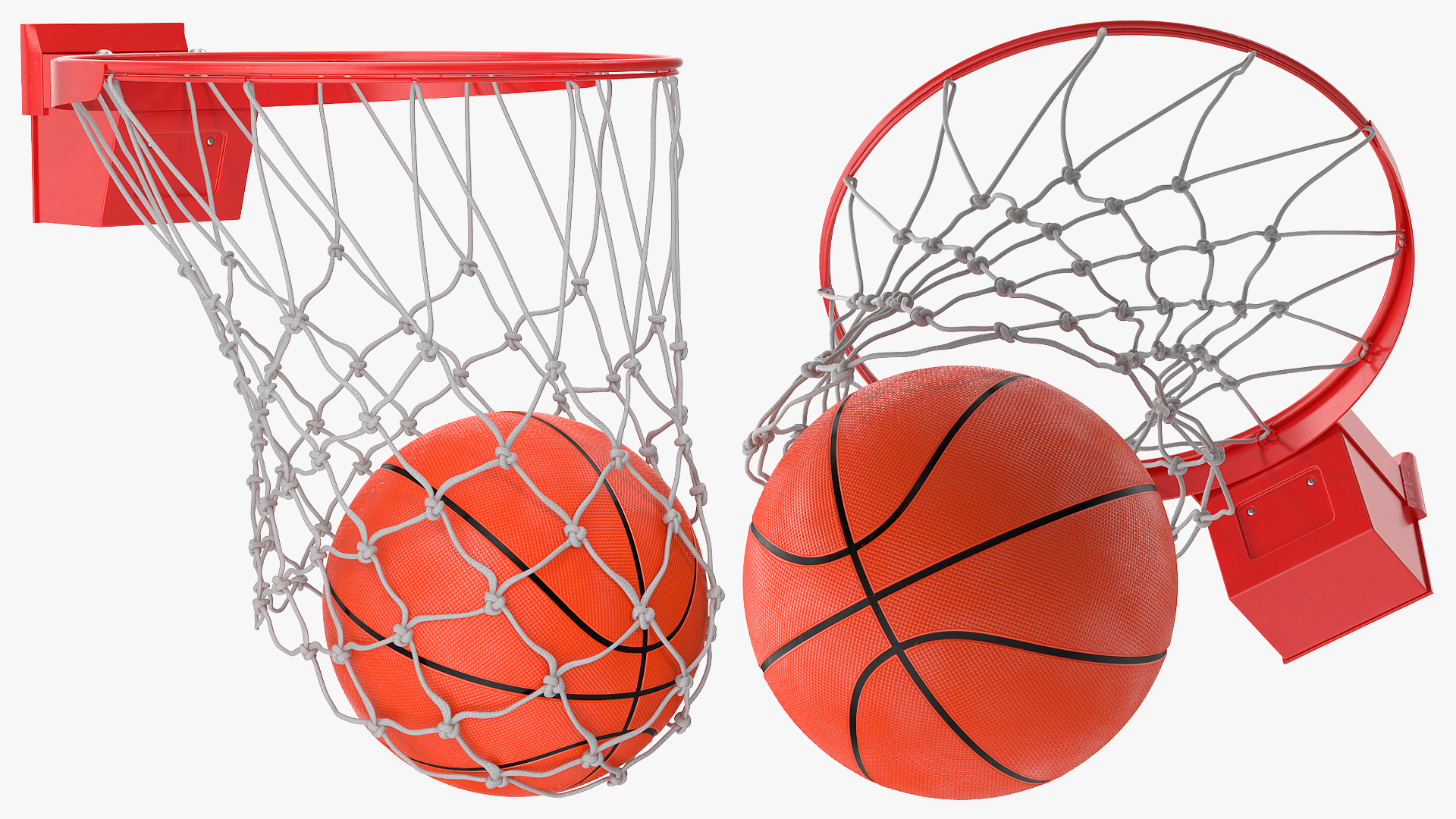 3D Animated Basketball Falls Through the Net