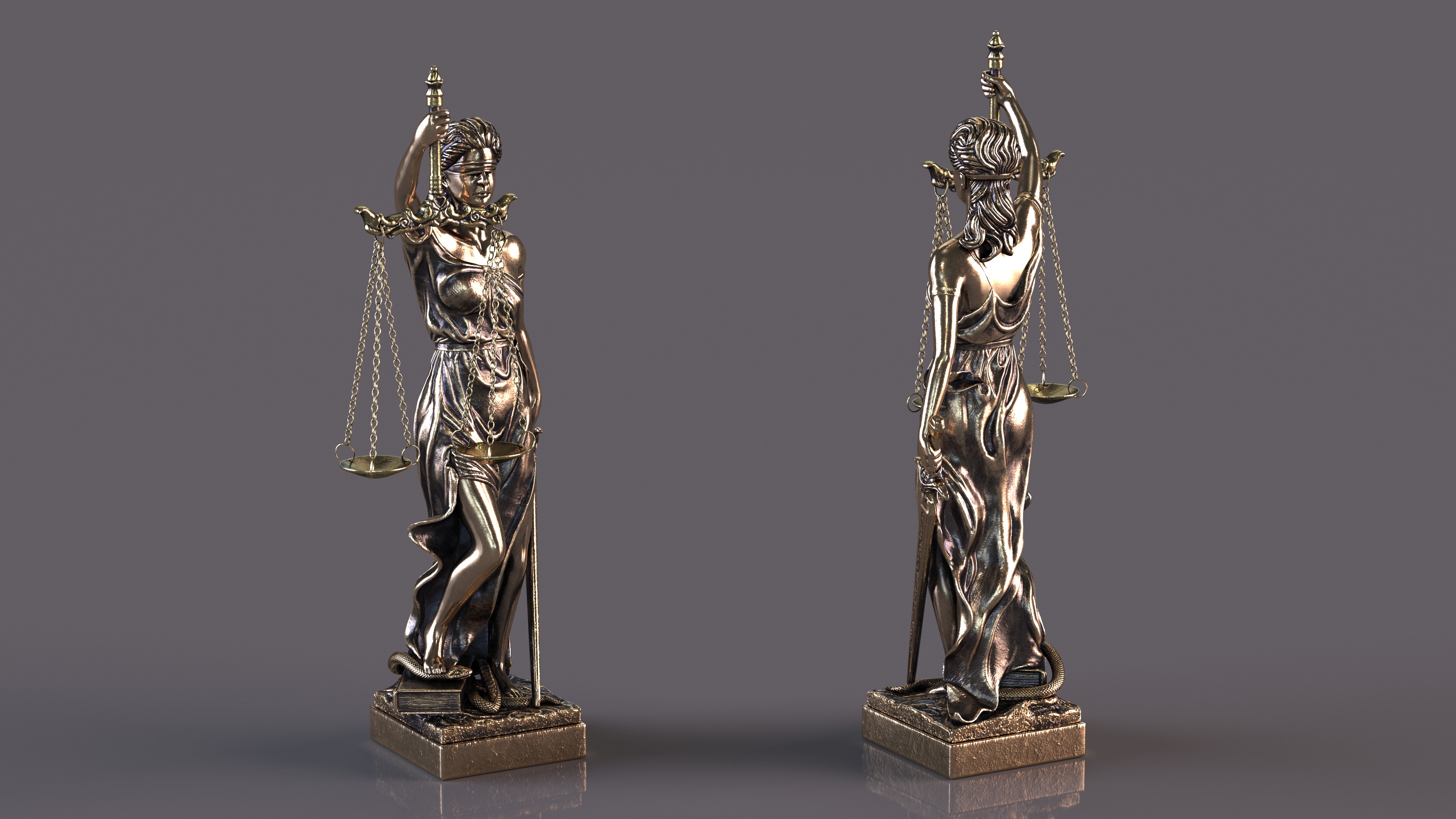 Antique Bronze Statue of Justice 3D