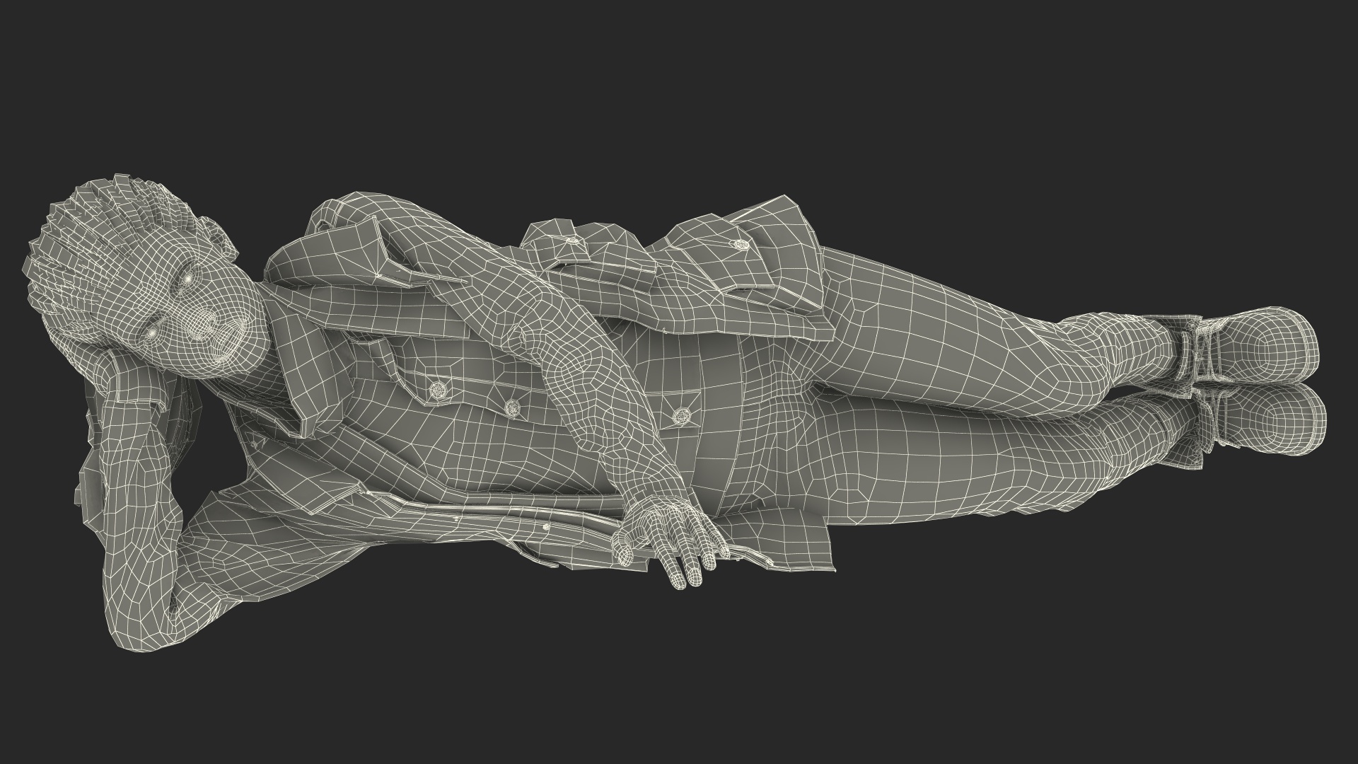 Homeless Woman and Her Dog at the Bus Stop 3D