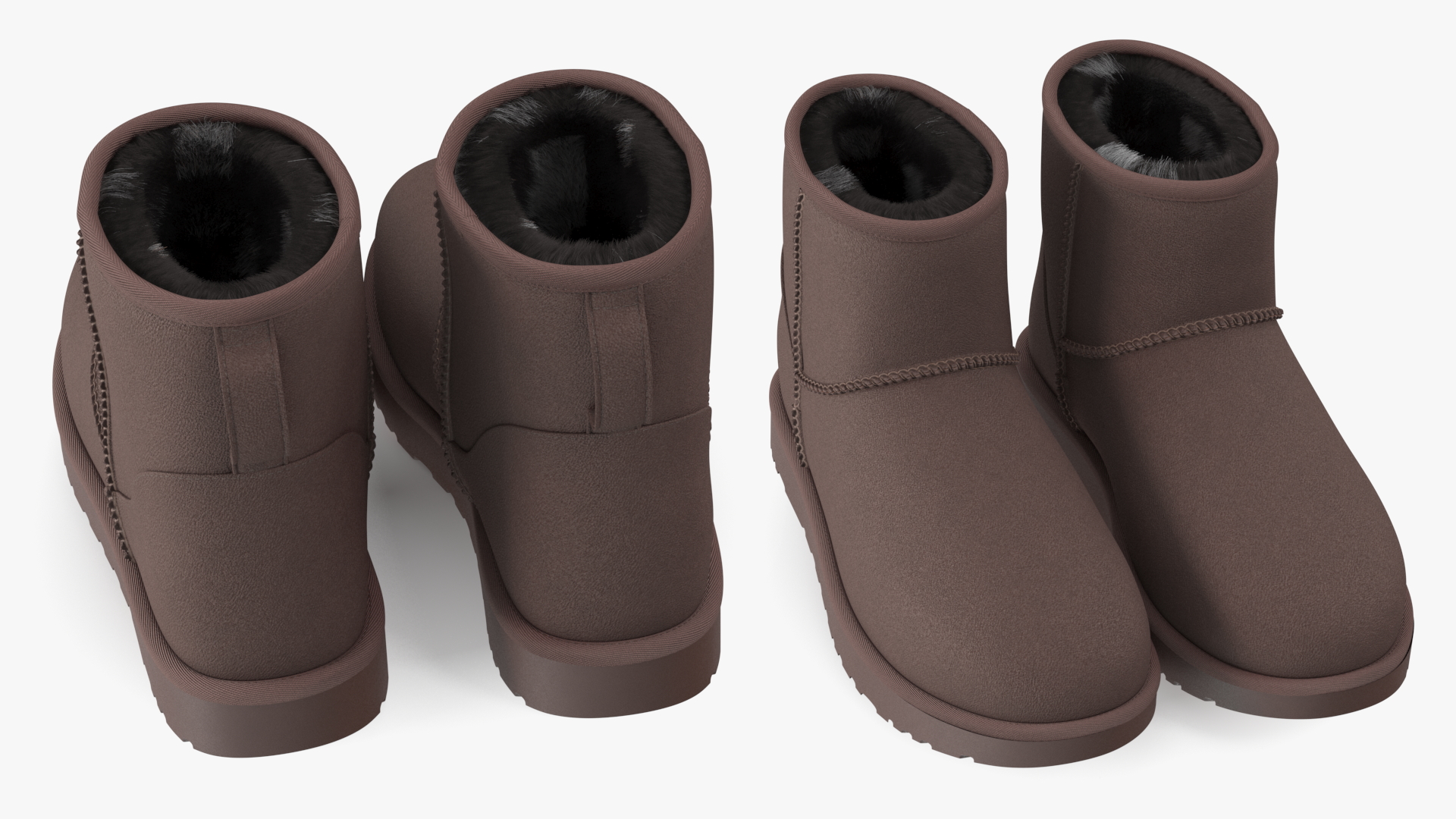 Australian Leather Sheepskin Boots Fur Brown 3D model