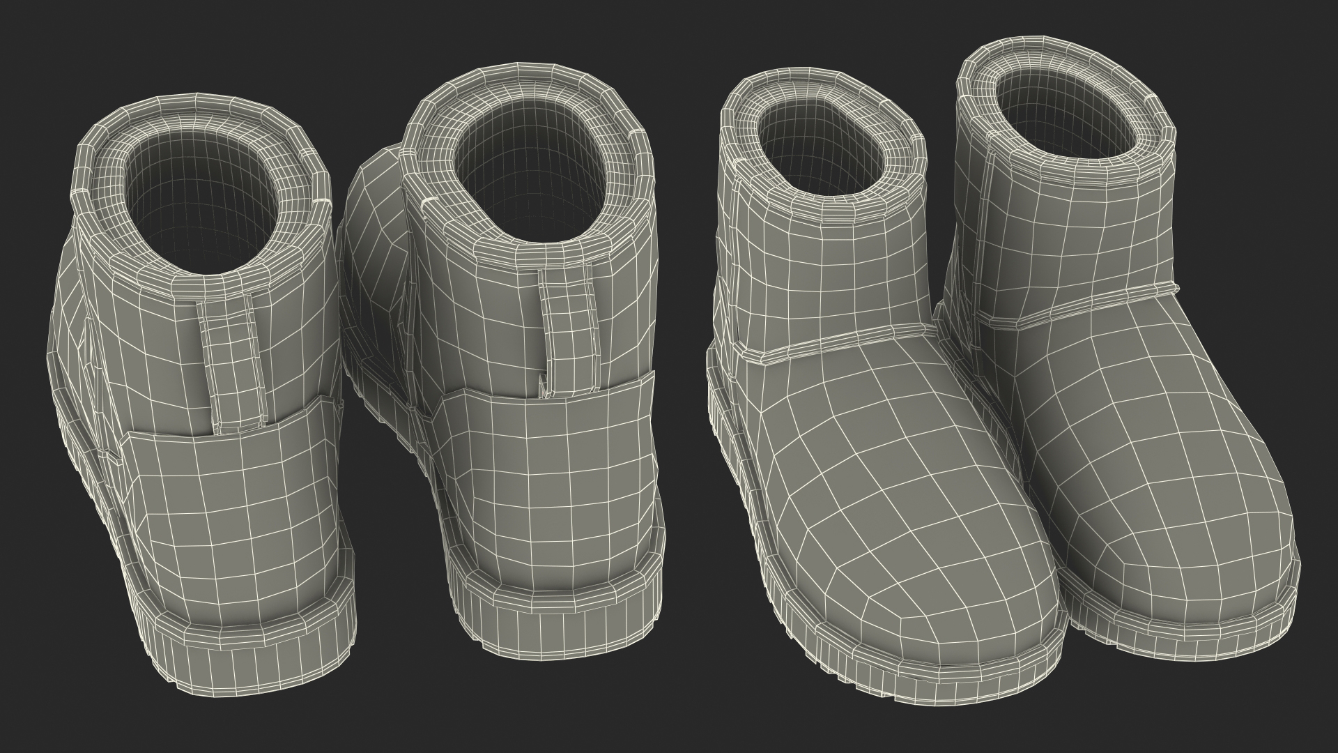 Australian Leather Sheepskin Boots Fur Brown 3D model