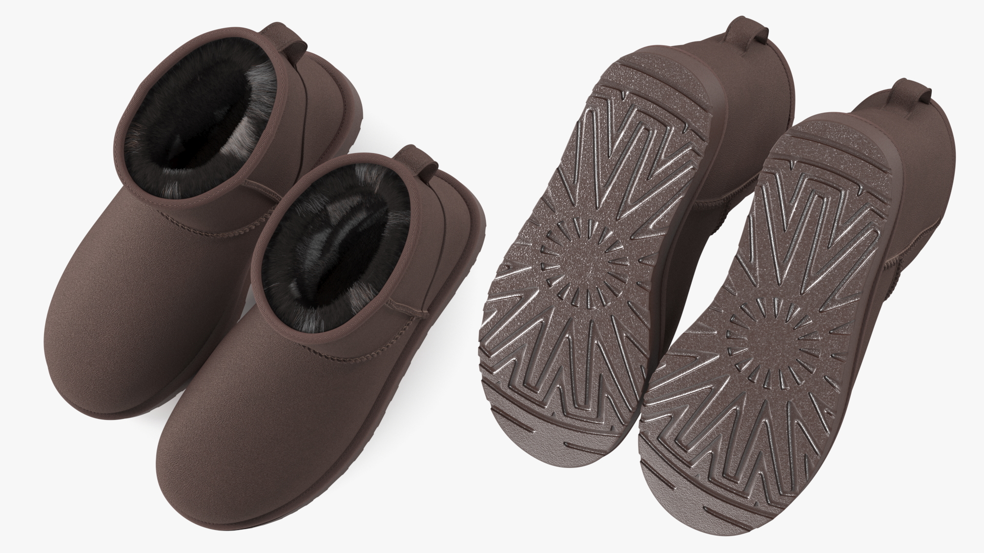 Australian Leather Sheepskin Boots Fur Brown 3D model