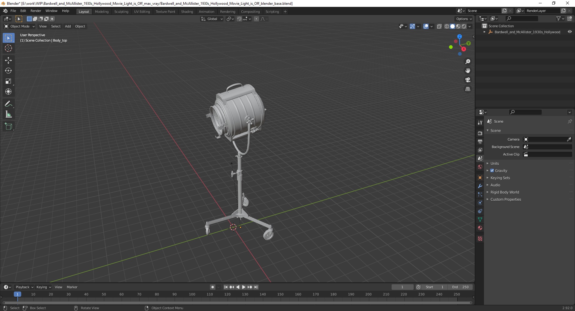 3D Bardwell and McAllister 1930s Hollywood Movie Light is Off model