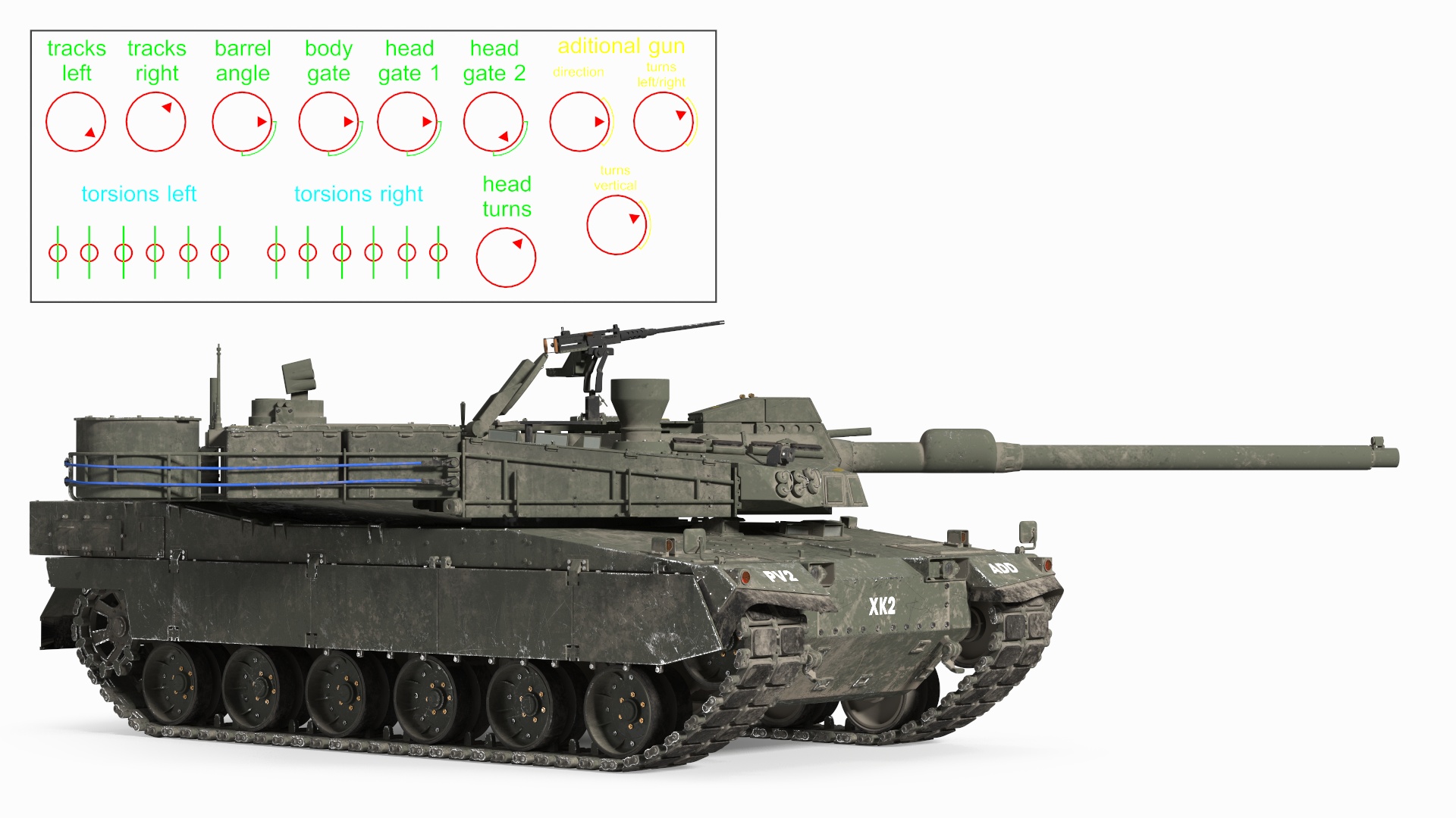 K2 Black Panther Tank Dirty Rigged 3D model
