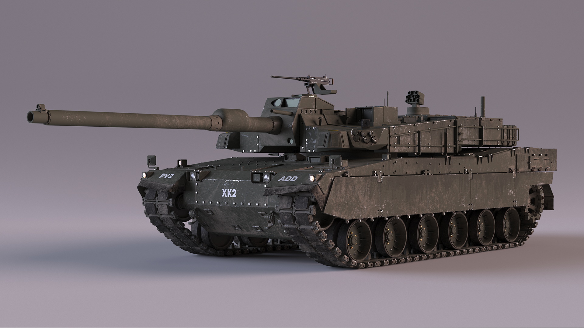 K2 Black Panther Tank Dirty Rigged 3D model