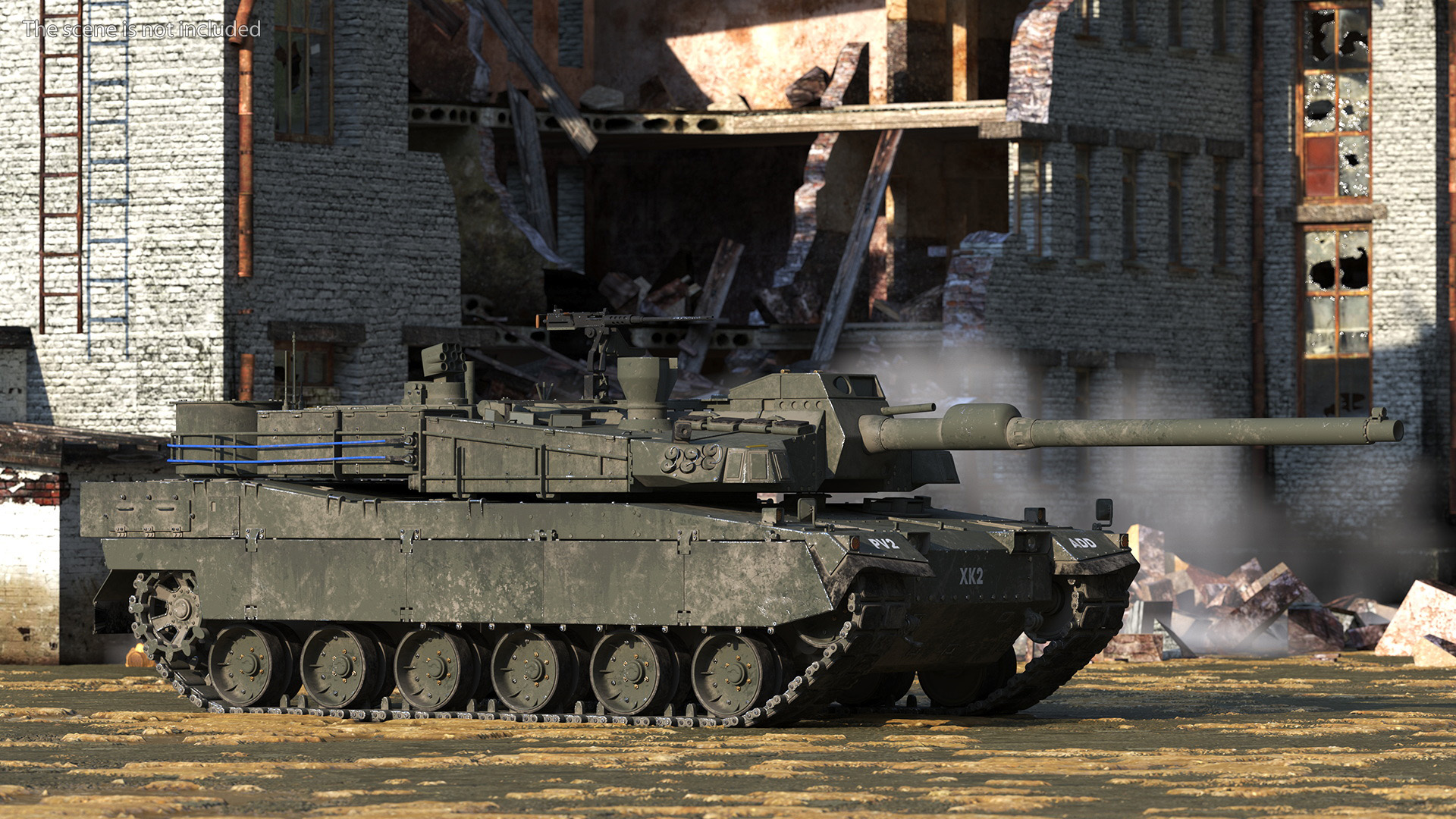 K2 Black Panther Tank Dirty Rigged 3D model