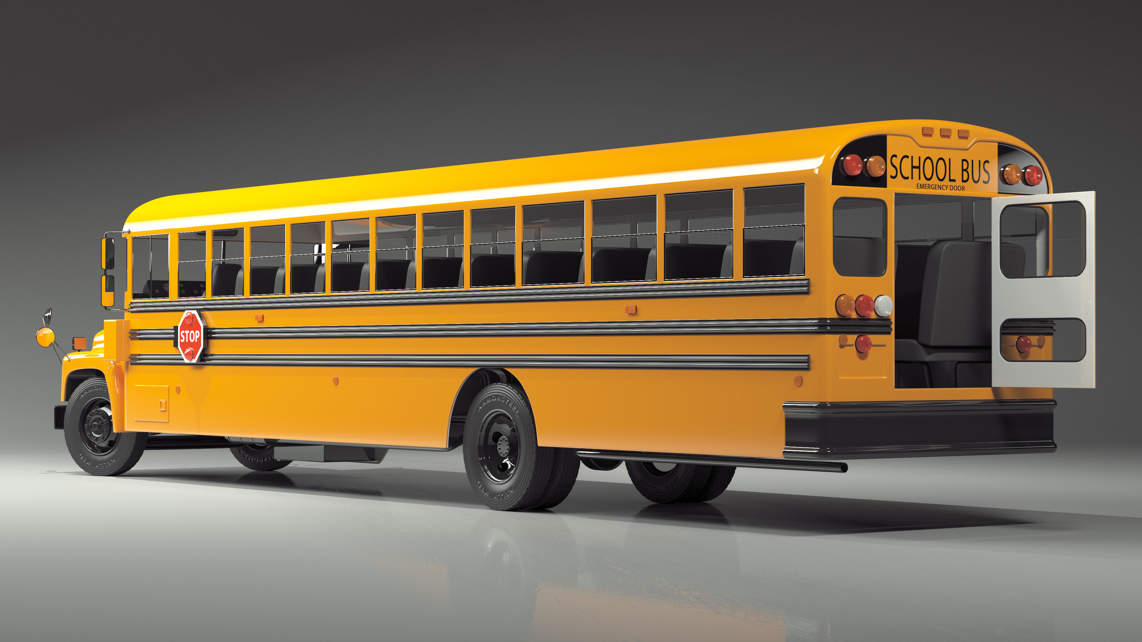 3D model Old School Bus Rigged for Maya