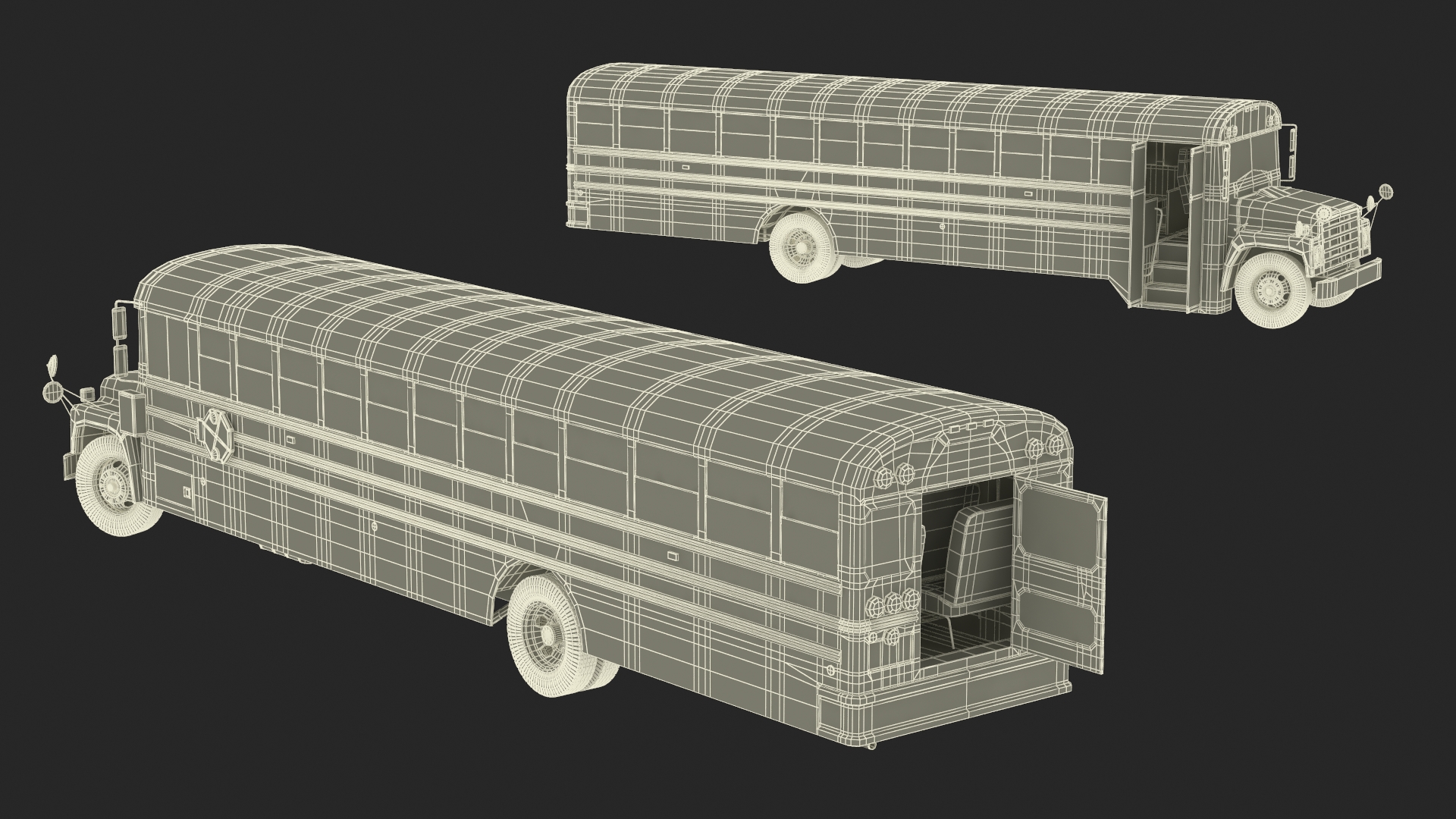 3D model Old School Bus Rigged for Maya