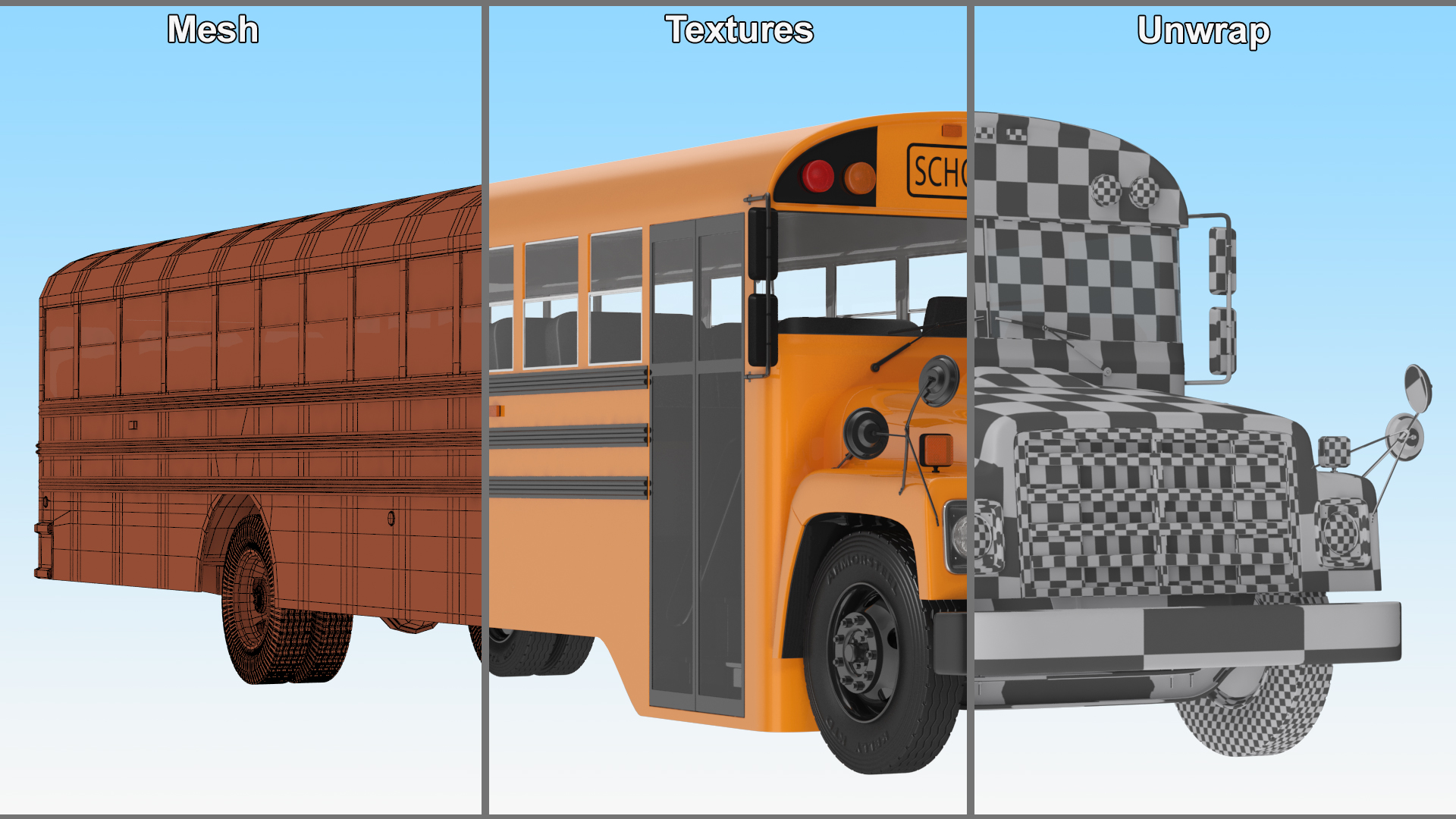 3D model Old School Bus Rigged for Maya