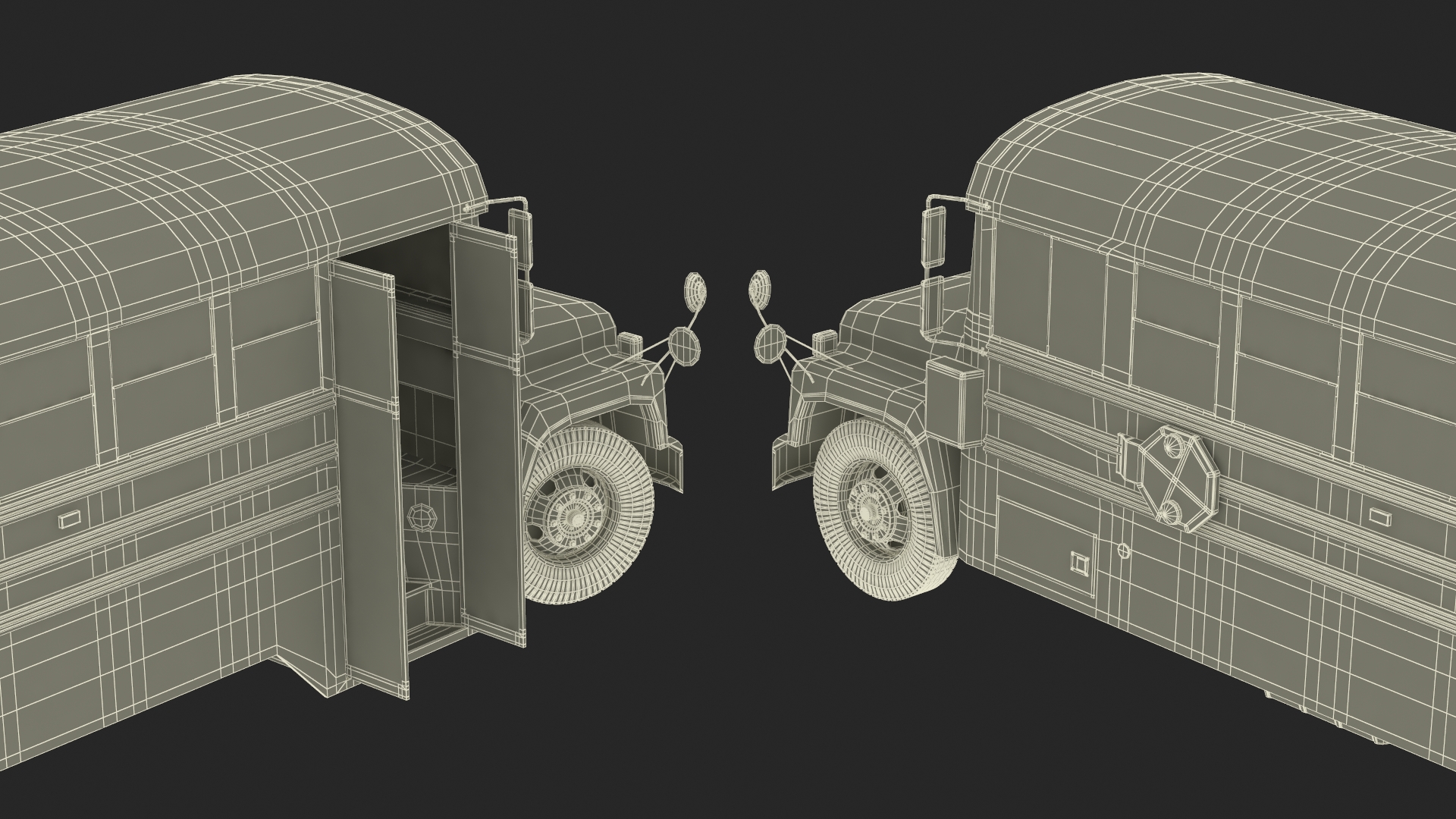 3D model Old School Bus Rigged for Maya