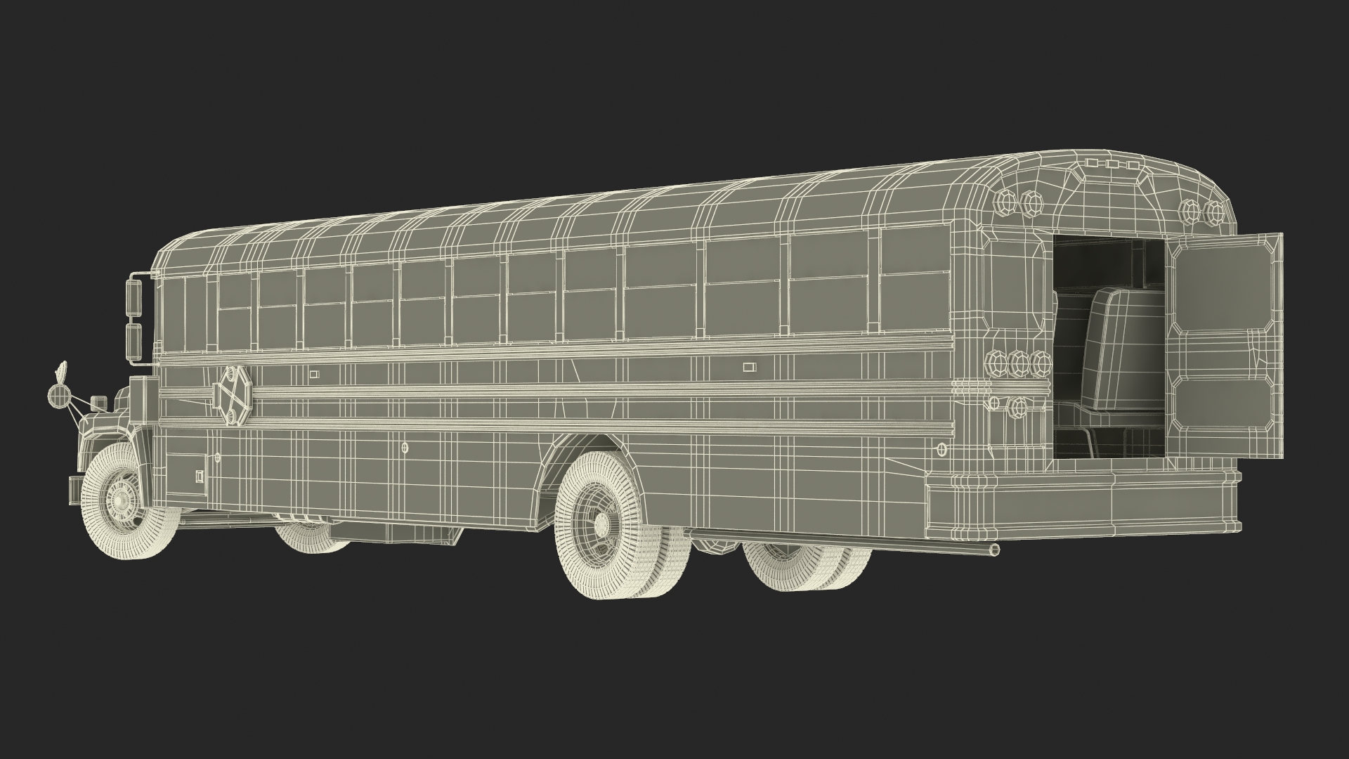 3D model Old School Bus Rigged for Maya