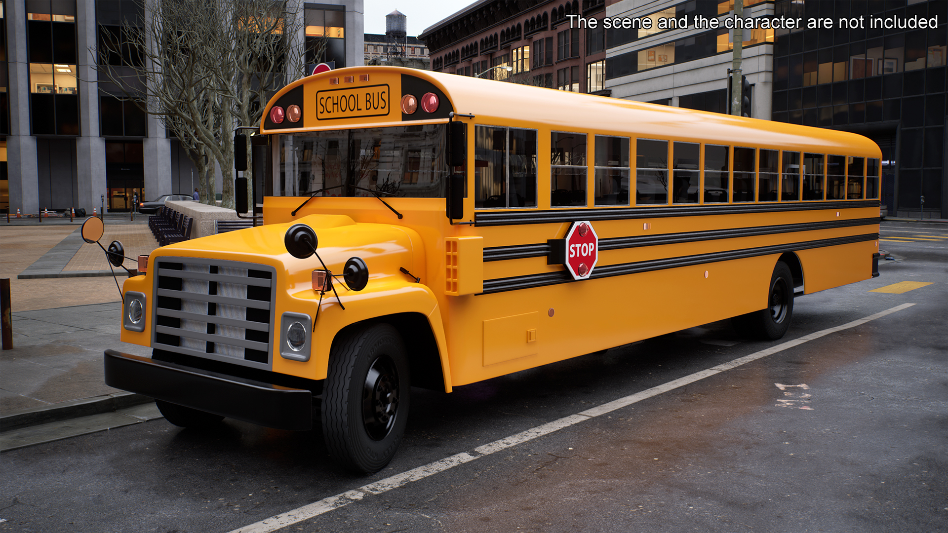 3D model Old School Bus Rigged for Maya