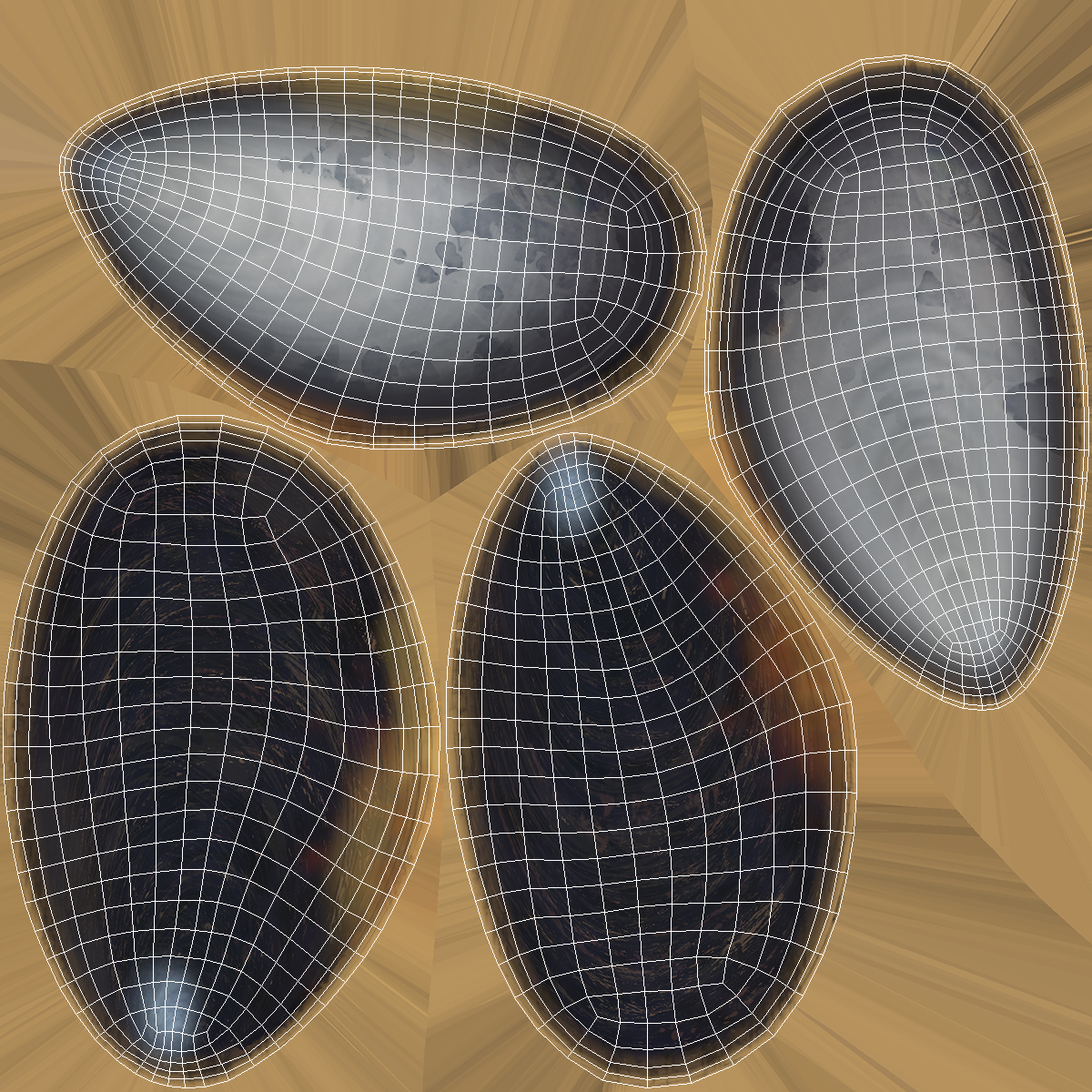 Pile of Boiled Mussels 3D