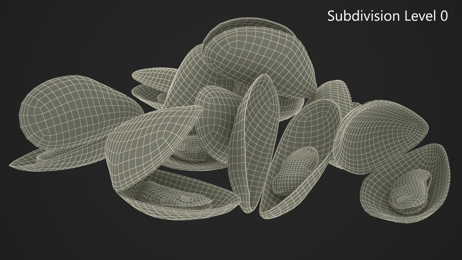 Pile of Boiled Mussels 3D