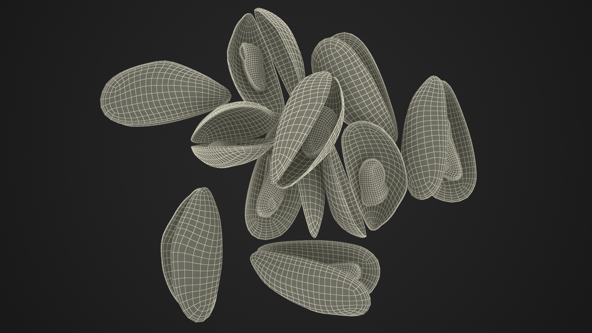 Pile of Boiled Mussels 3D