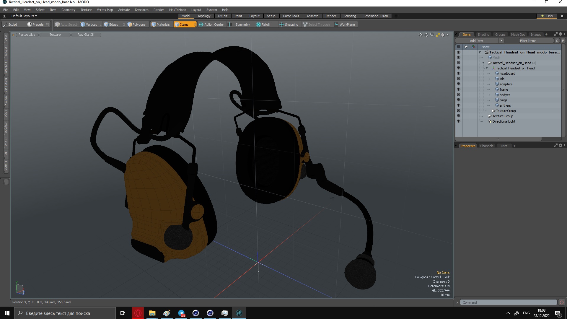 Tactical Headset on Head 3D model