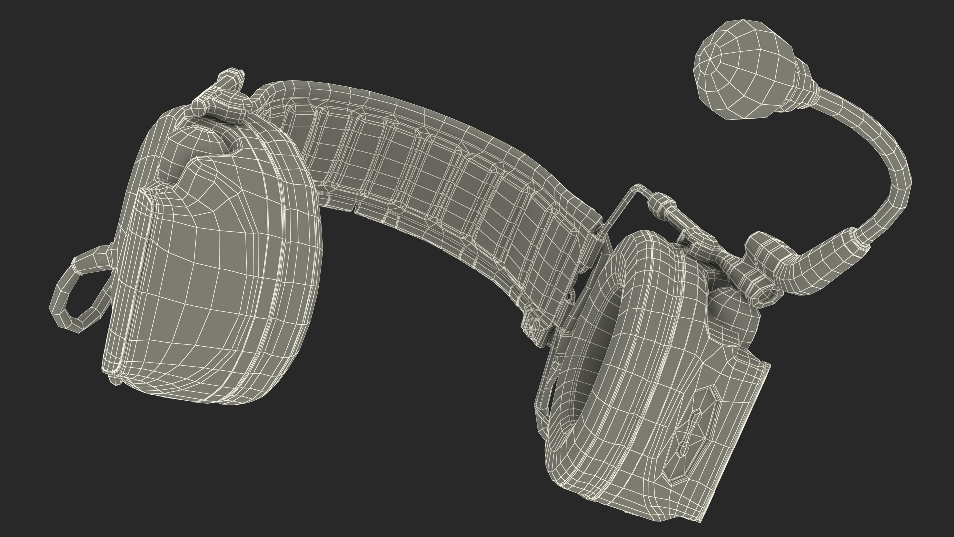 Tactical Headset on Head 3D model