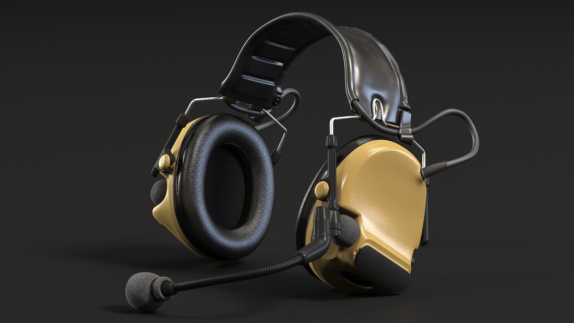 Tactical Headset on Head 3D model