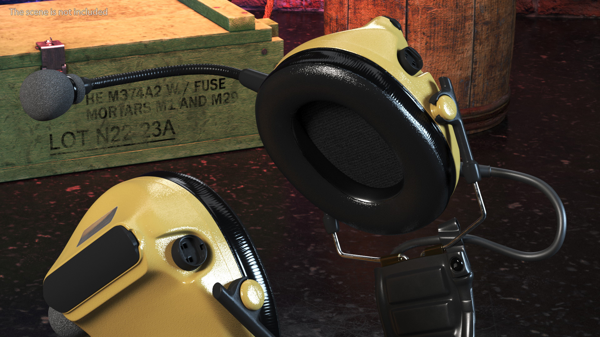 Tactical Headset on Head 3D model