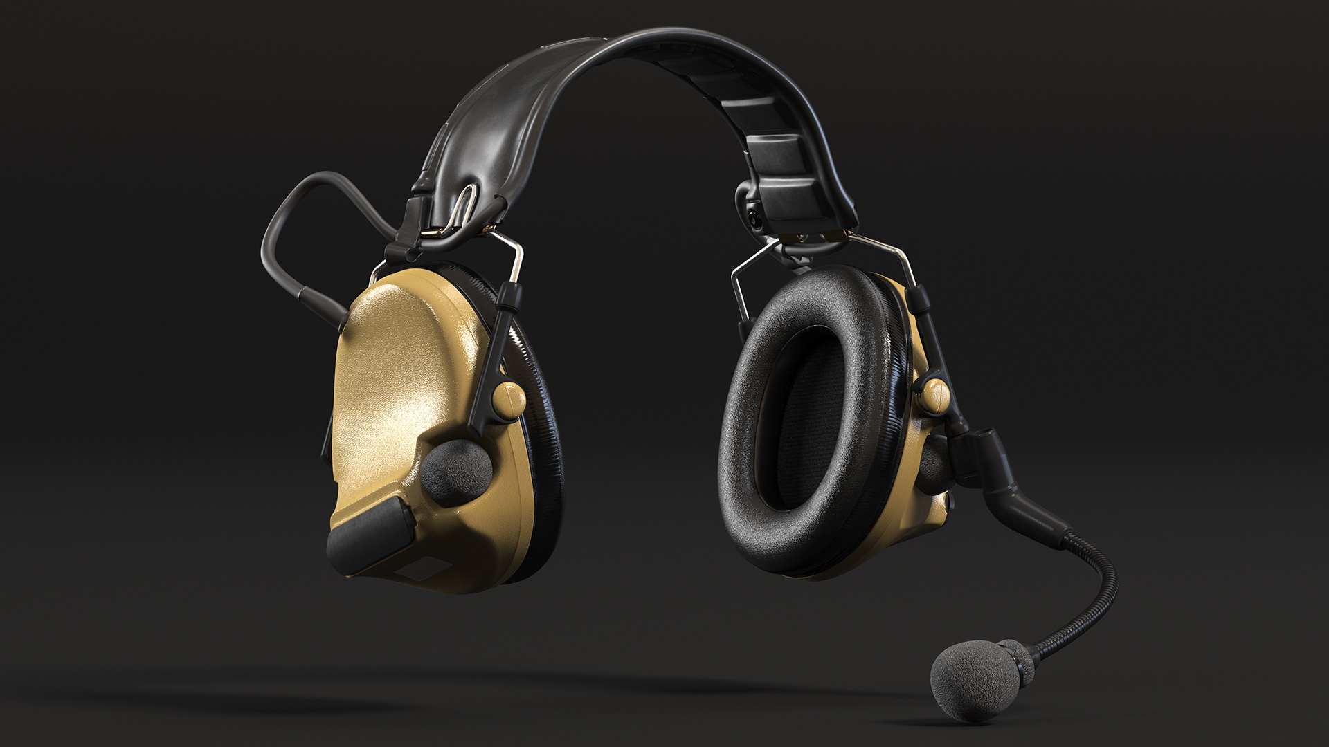 Tactical Headset on Head 3D model