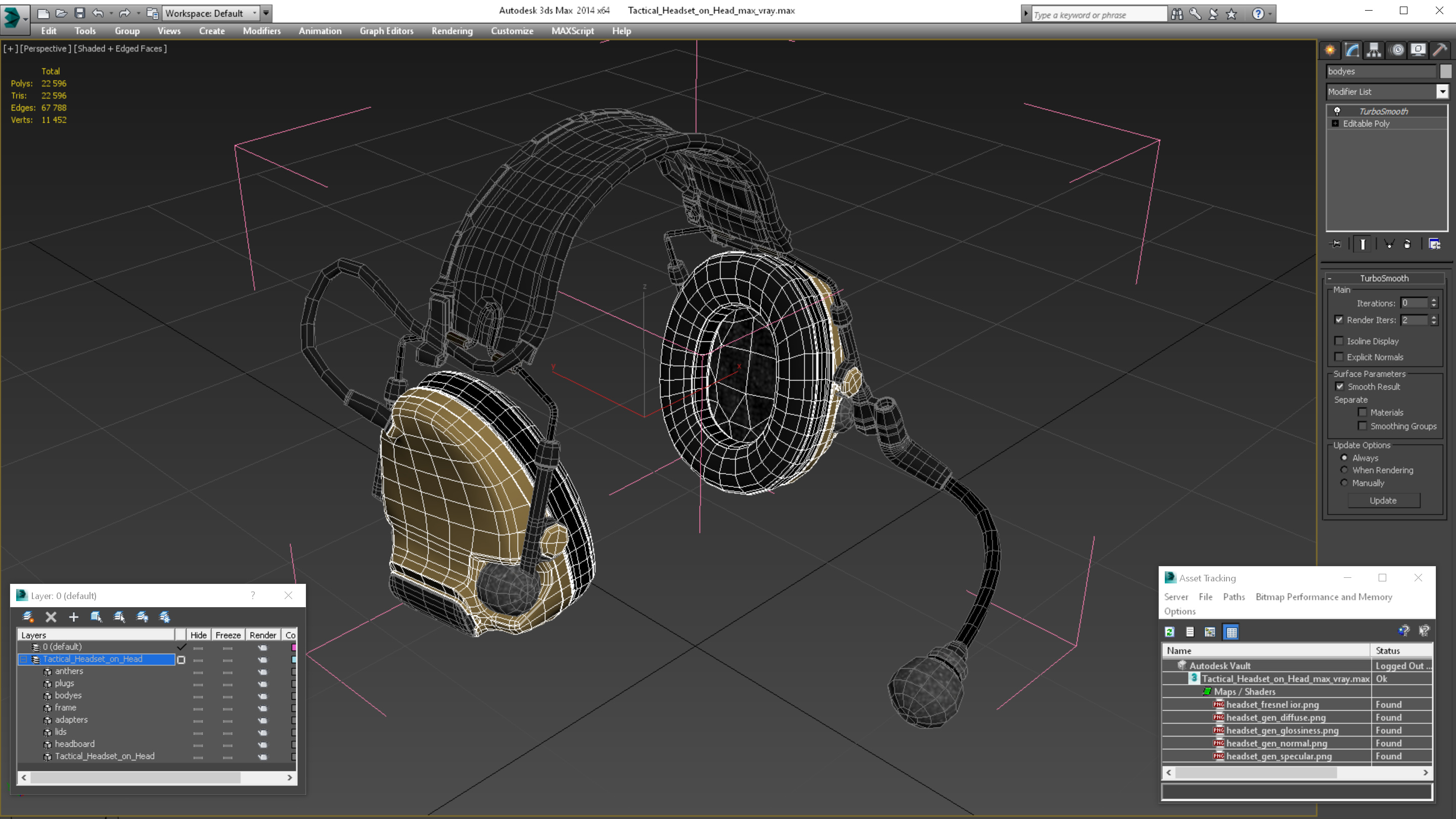 Tactical Headset on Head 3D model