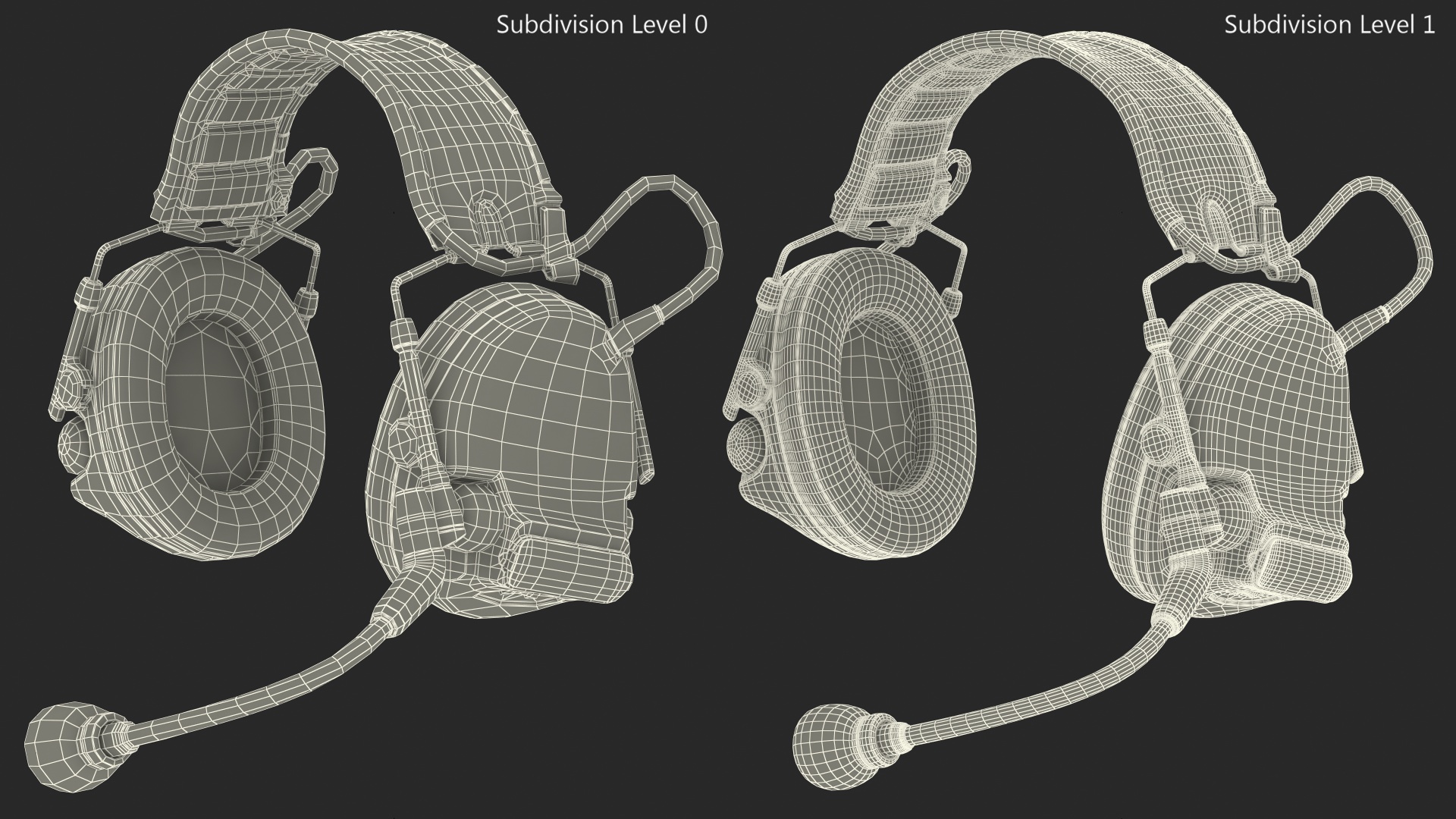 Tactical Headset on Head 3D model