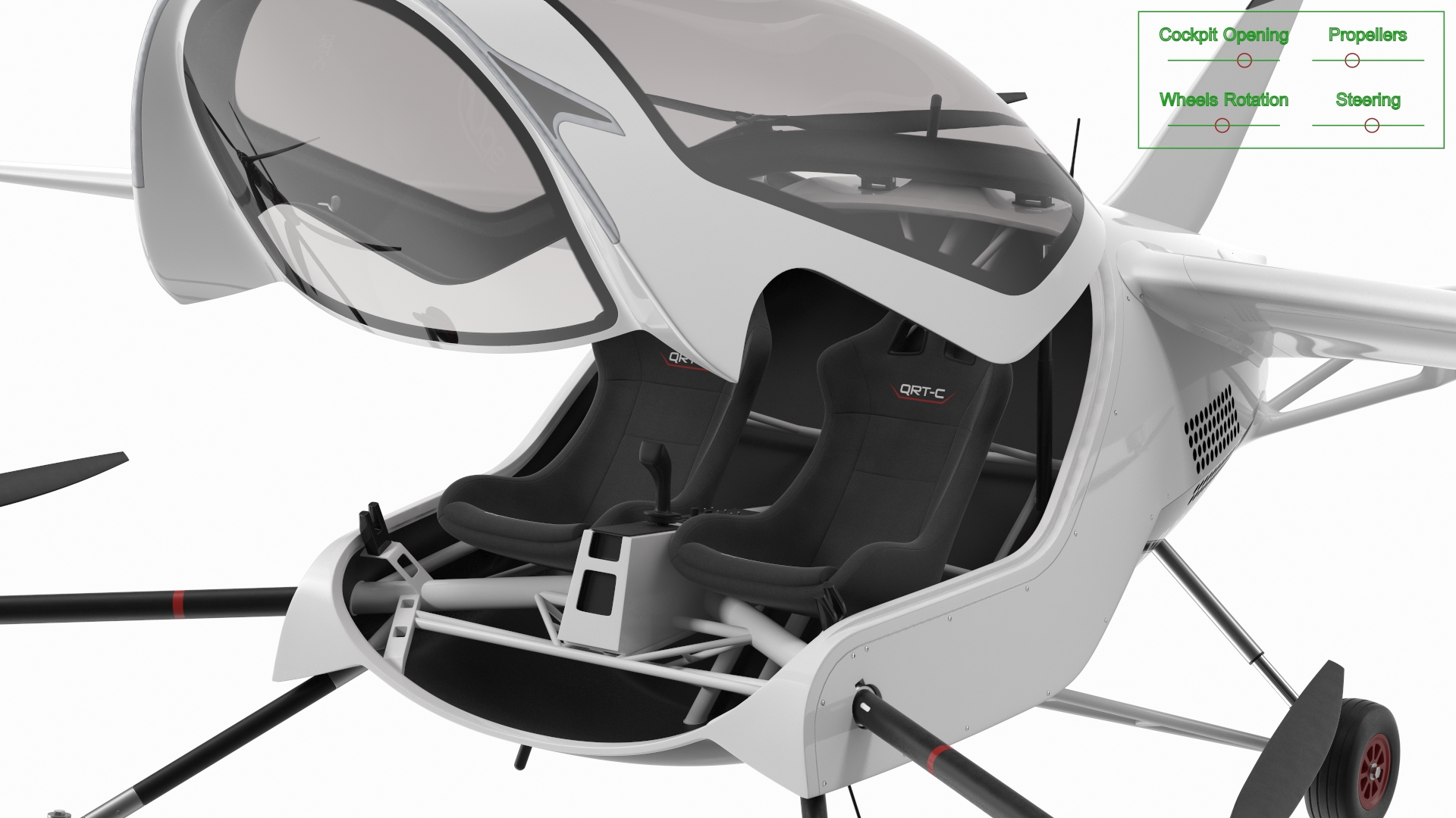 3D eVTOL Air One Two Seater Aeroplane Rigged